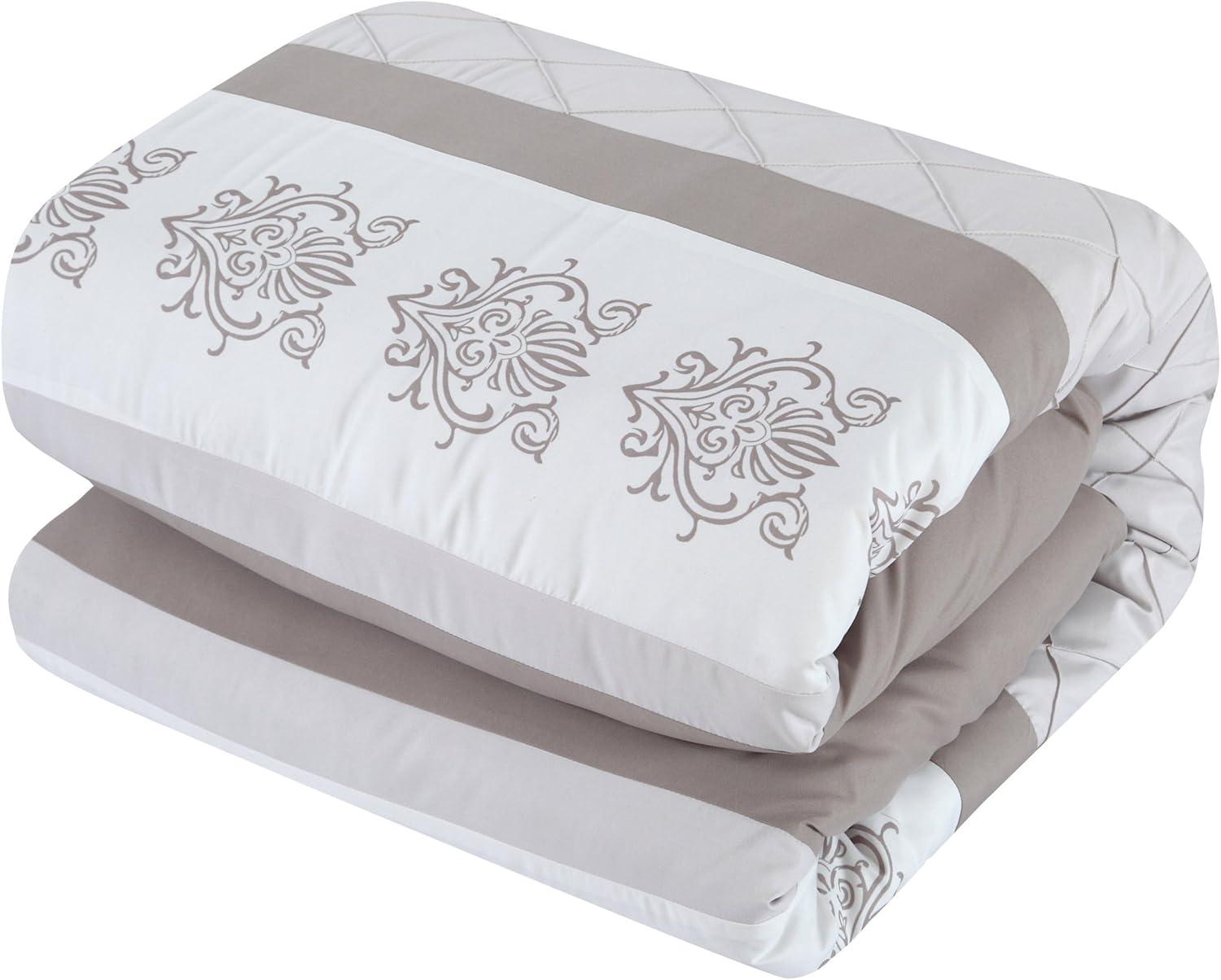 Chic Home 8/10 Piece Adam Pintuck Pieced Color Block Embroidery Bed In a Bag Comforter Set With sheet set