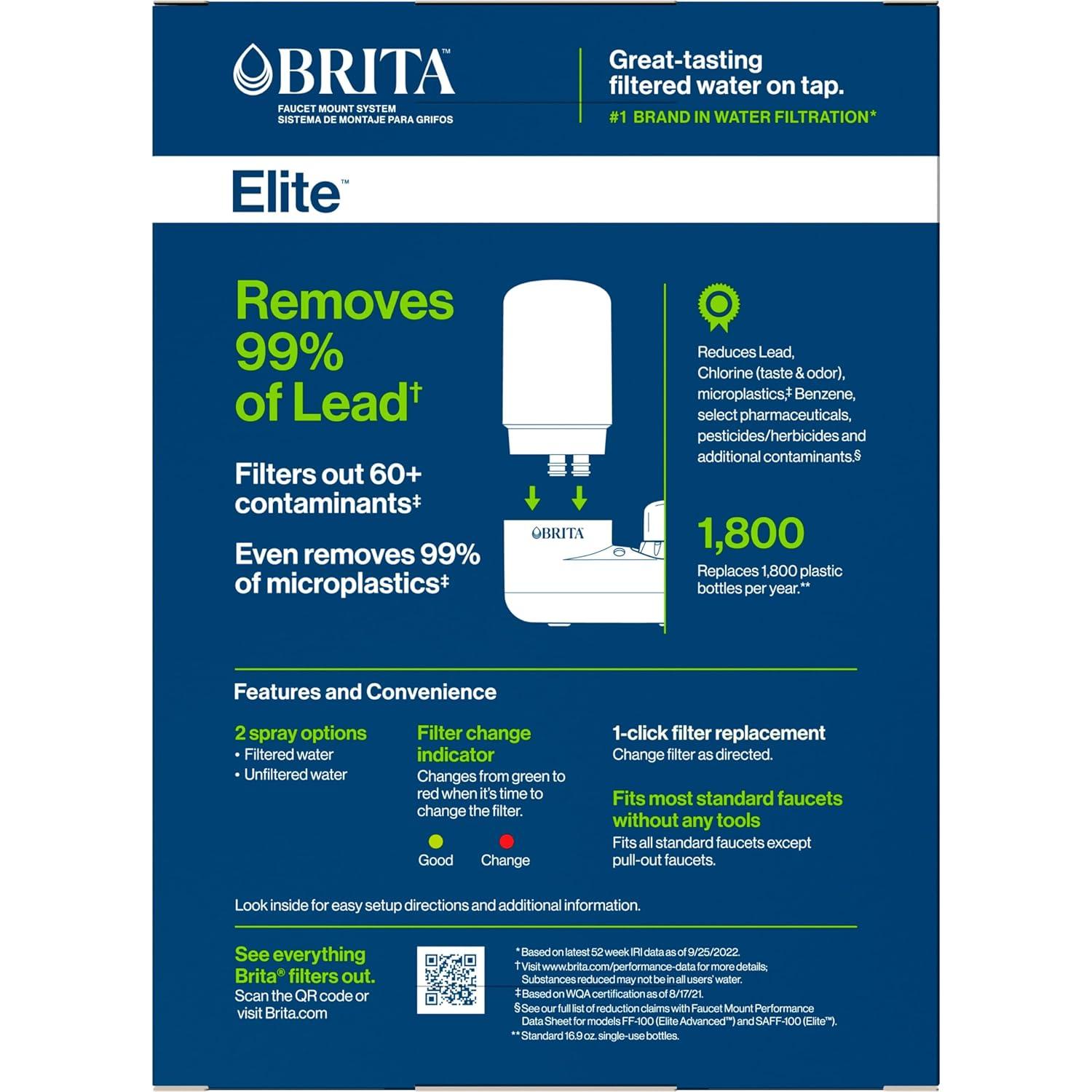 Brita Basic Faucet Mount System, Water Filter Reduces Lead and Chlorine, White