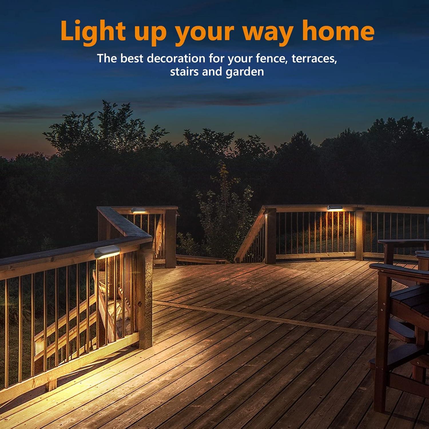 WdtPro Matte Black Solar Powered Integrated LED Step Light Kit (Set of 8)