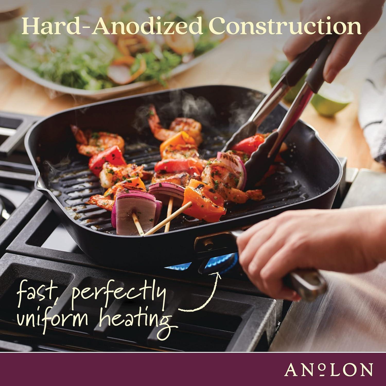 Anolon Anolon Advanced Home Hard Anodized Nonstick Deep Square Grill / Griddle Pan With Pour Spouts,11 Inch