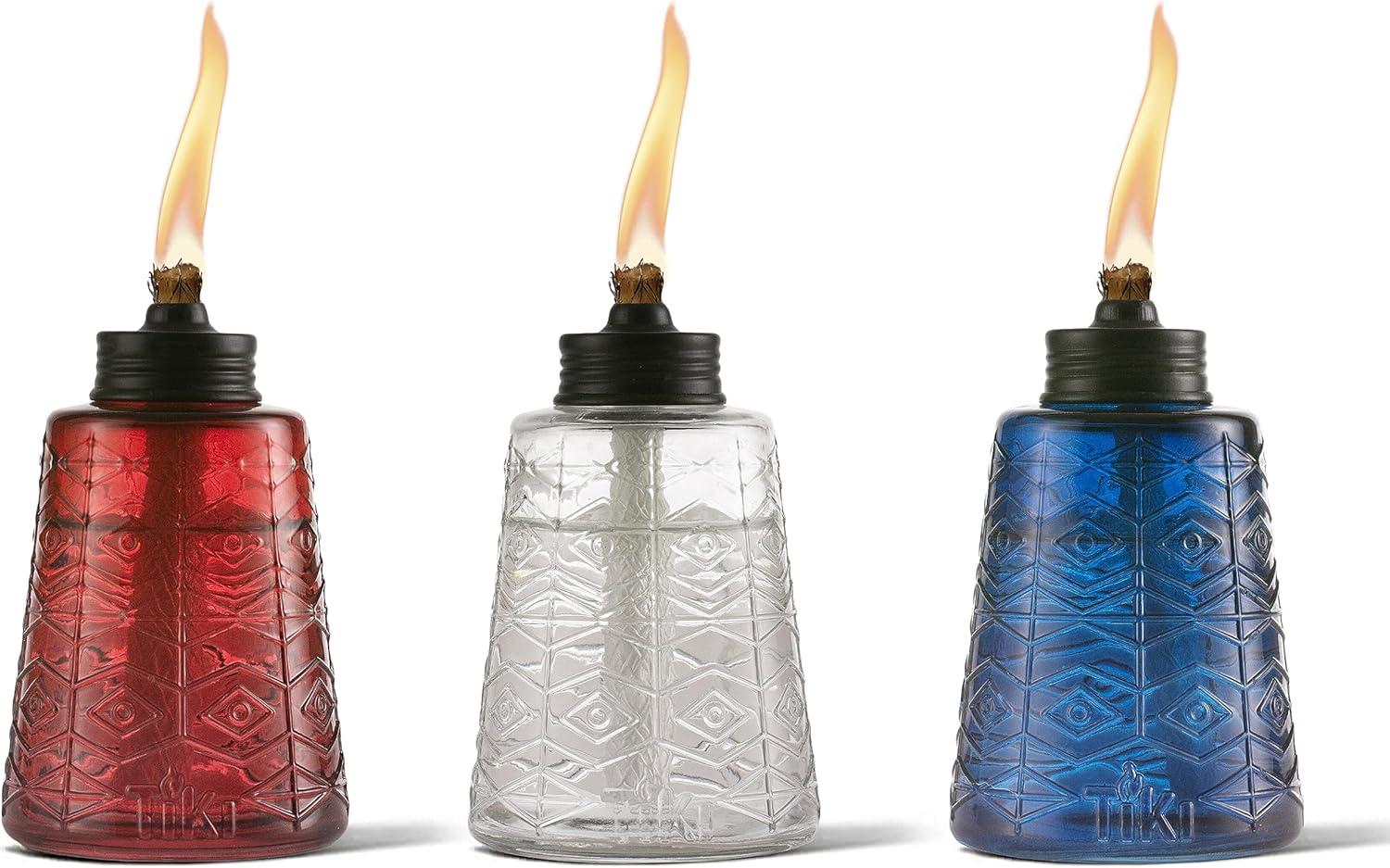 Red, White, and Blue Glass Tabletop Torches Set