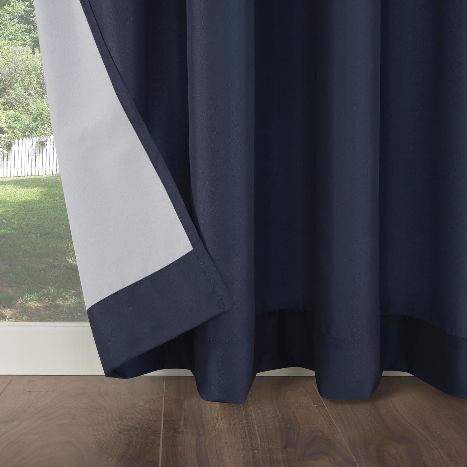 84"x54" Sailor Indoor/Outdoor UV Protectant Room Darkening Grommet Top Curtain Panel Dark Blue - Sun Zero: Living Room & Outdoor Use
