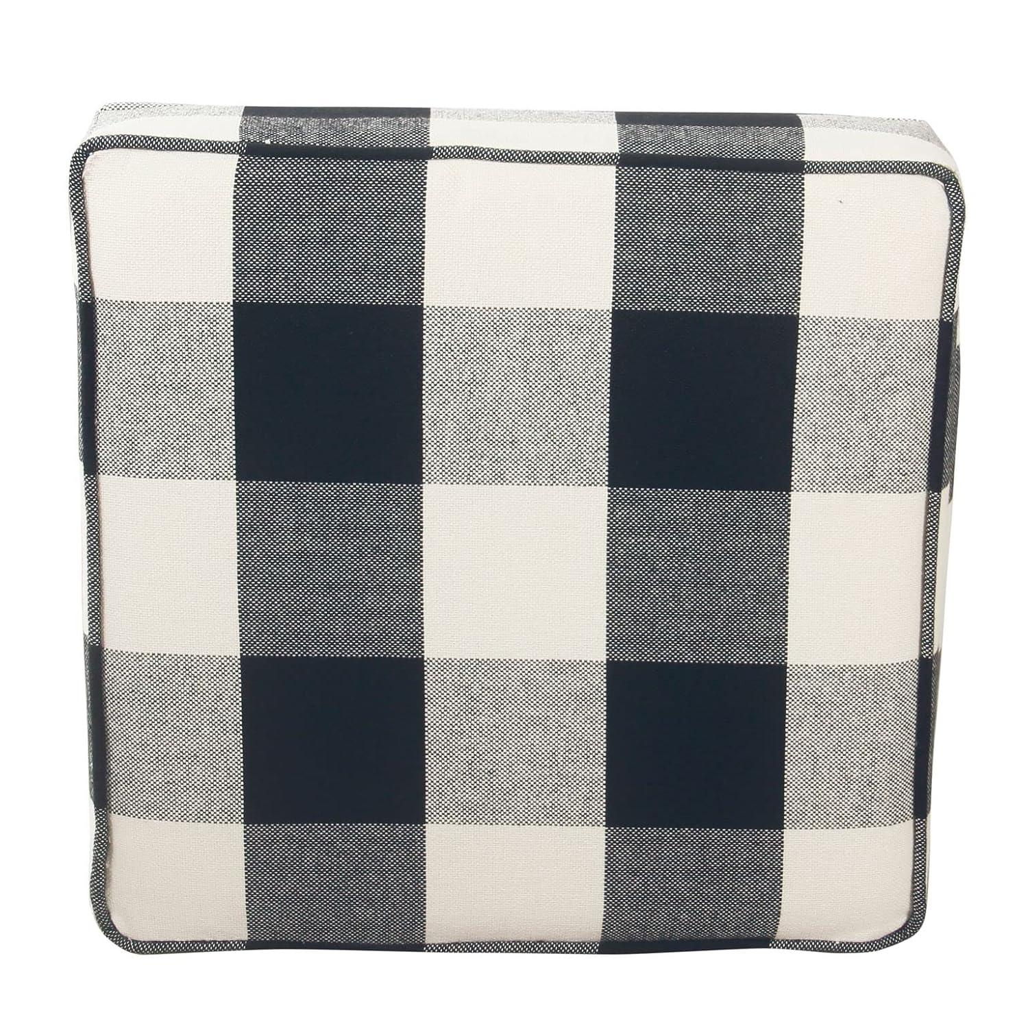 Cole Classics Square Storage Ottoman with Lift Off Top Black Plaid - HomePop: Cotton Upholstered, Hardwood Frame, Foam Fill