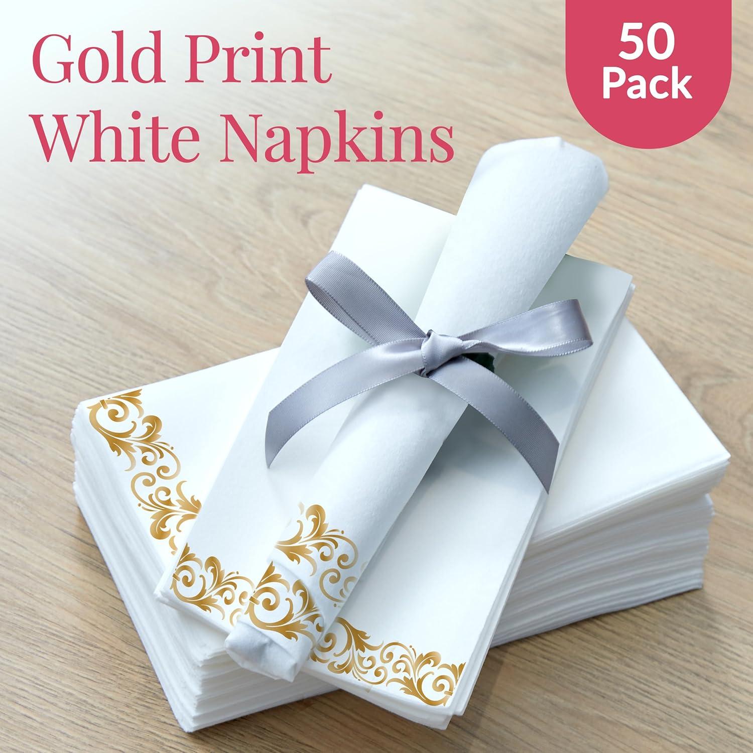 Prestee Feel Disposable Napkins-50 Linen, White