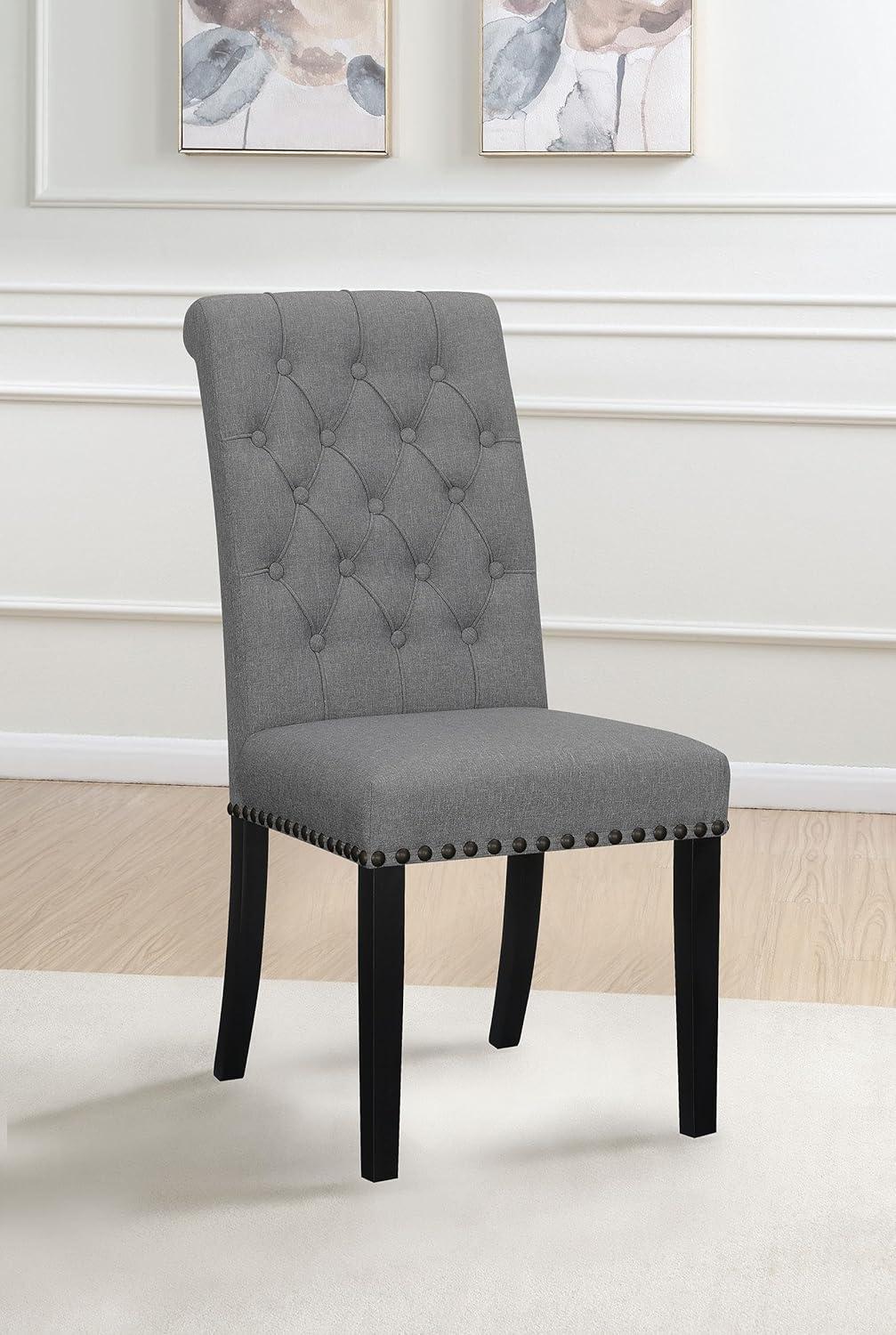 Coaster Upholstered Traditional Fabric Dining Chairs in Gray