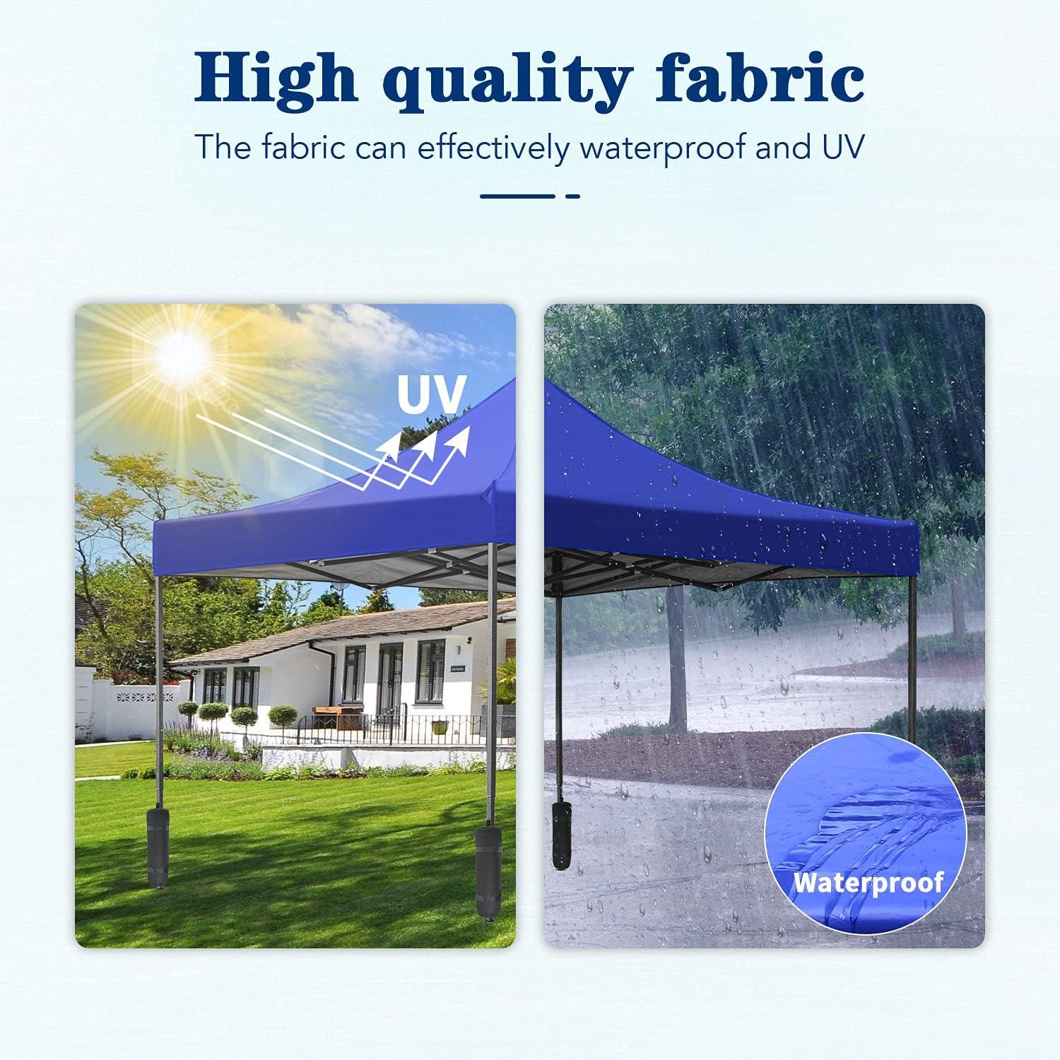 FDW Pop Up Canopy Tent 9.8x9.8, Anti-UV, Straight Leg and Easy up Sun Shelter for Parties, Camping with Portable Bag, 4 Sand Bags