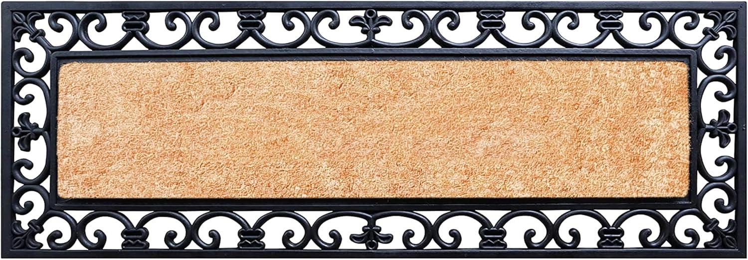 Large Black and Beige Coir Rubber Outdoor Doormat