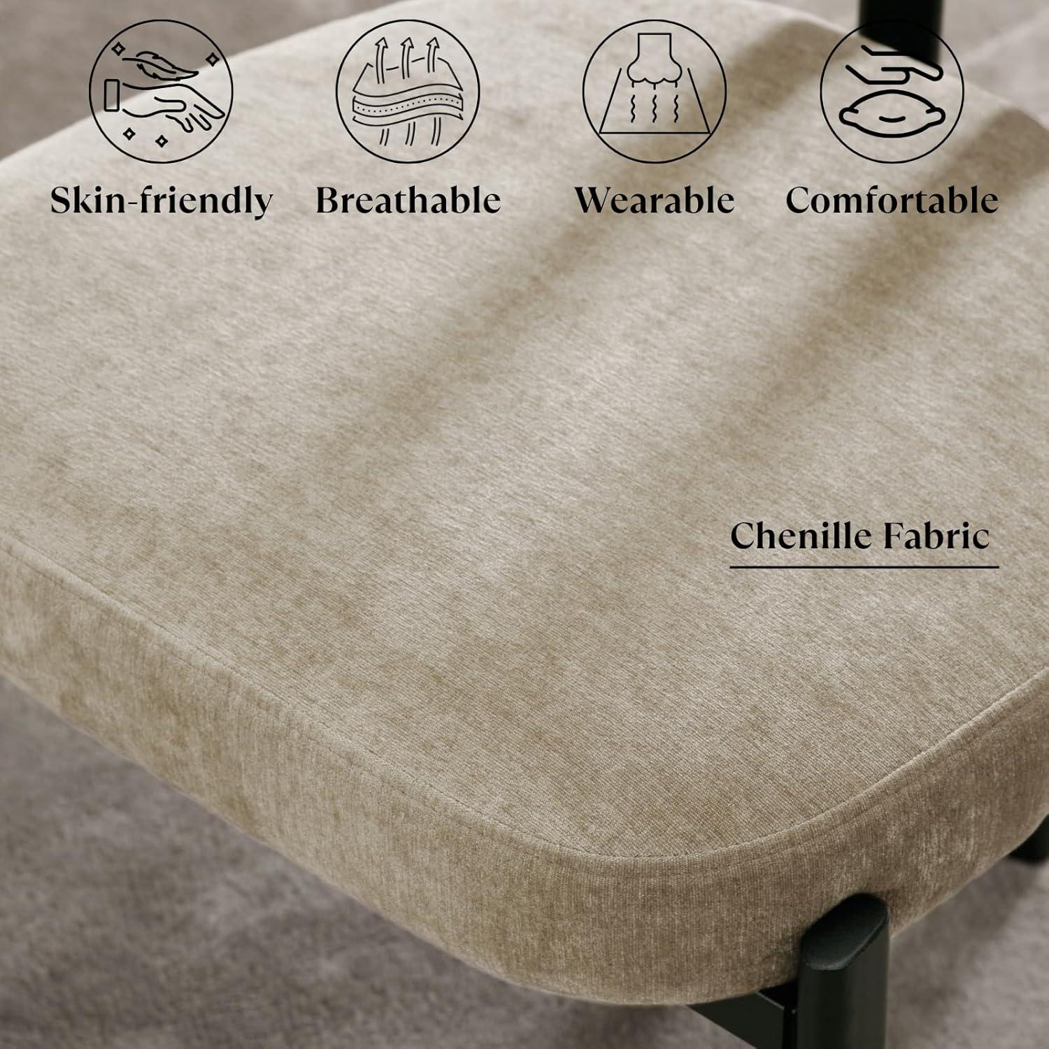 CONCETTA Dining Chairs Set of 4, Kitchen Chairs with Curved Backrest & Metal Legs, Mid Century Modern Round Dining Room Chairs for Vanity, Living Room,Beige