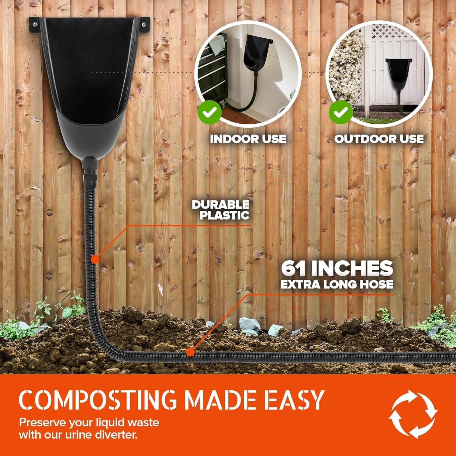 Stock Your Home Waterless Urinal for Men (White), Plastic Urinals for Men's Garage, Shed, or Backyard, Wall Mount Urine Diverter and Outdoor Camper Urinals, Portable Urinal for Men, Waterless Toilet