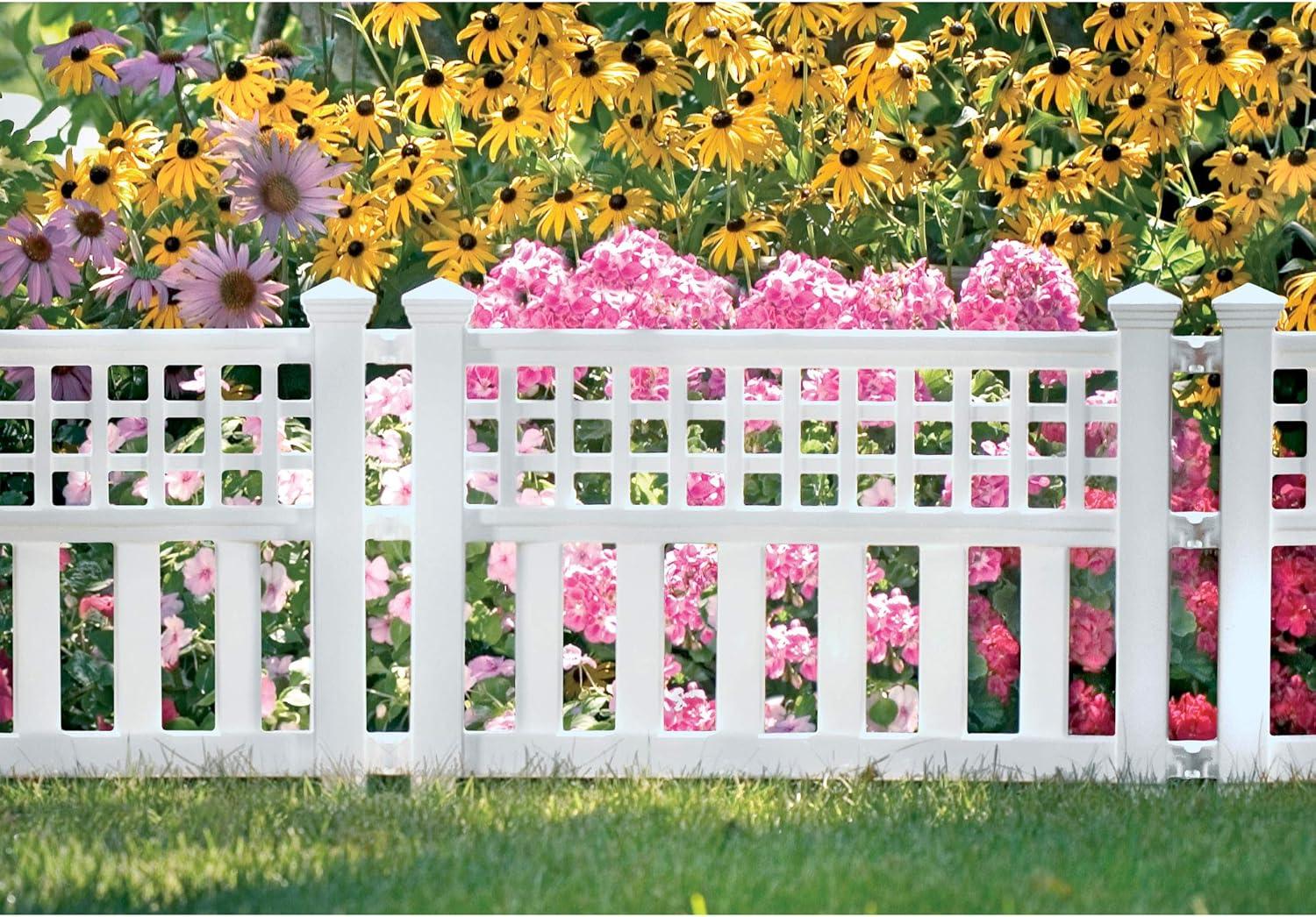White Resin Decorative Garden Border Fence, 14" x 24"