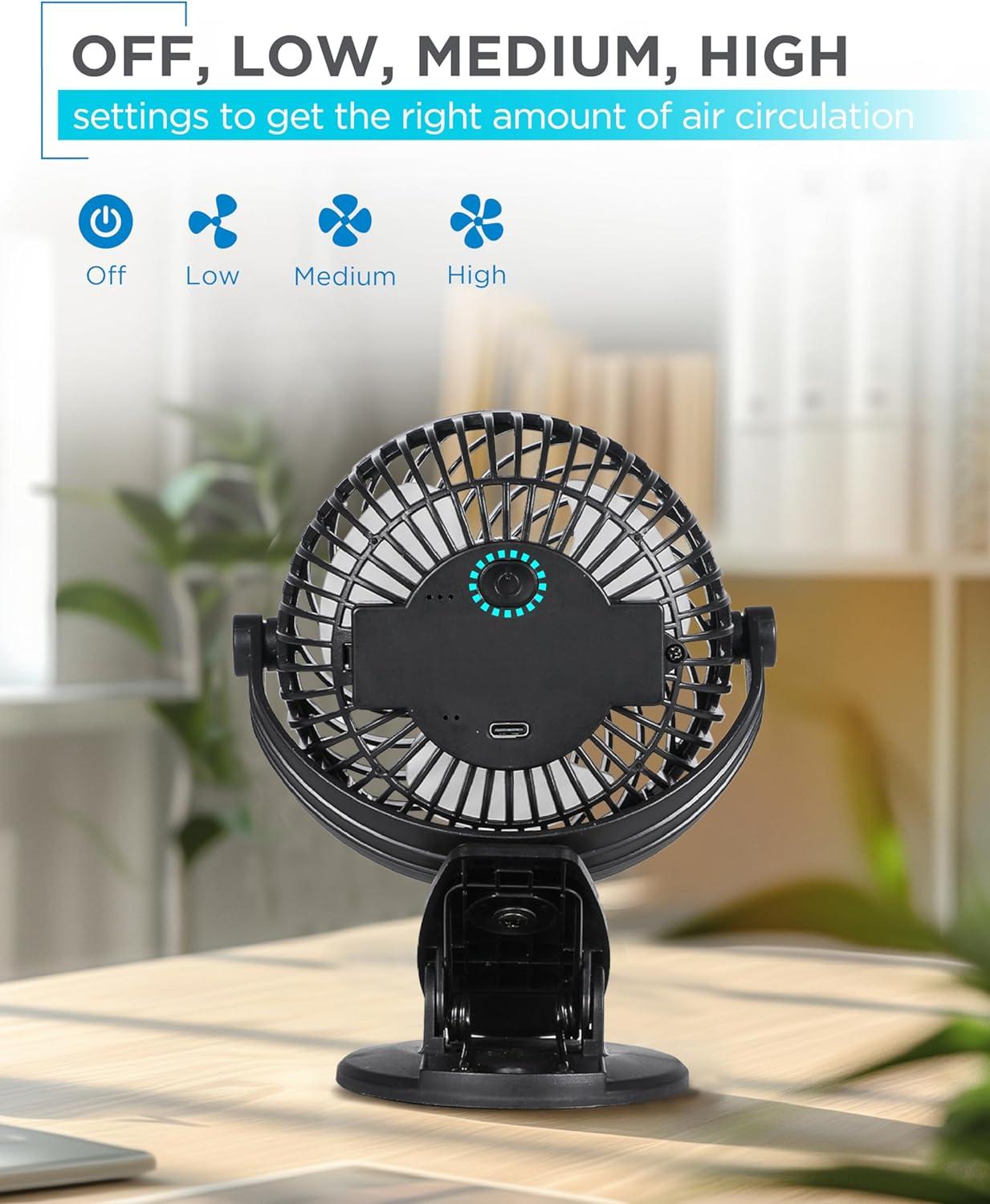 Black Adjustable 3-Speed Clip and Standing Fan Set