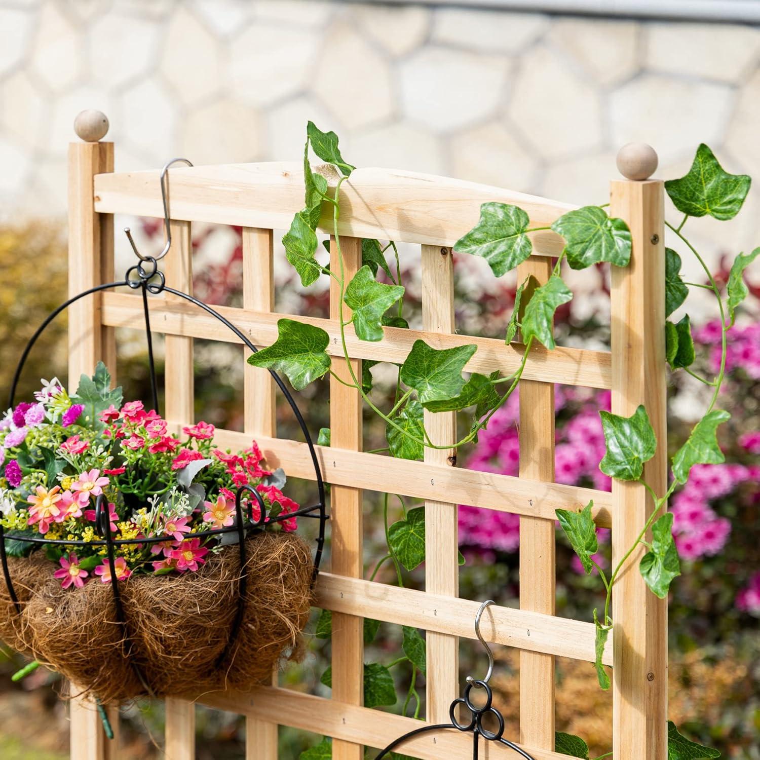 Outsunny 24" x 12" x 49" Raised Garden Bed, Planter with Trellis Board Back & Strong Wooden Design