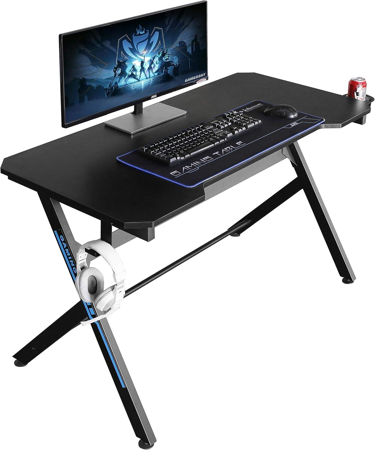 JJS 48" Home Office R-Shaped Gaming Computer Desk with Free Mouse Keyboard Pad Black