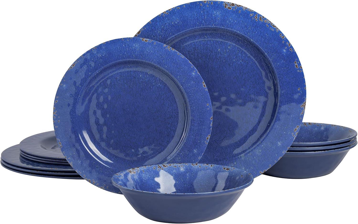 Mauna 12 Piece Dinnerware Set in Cobalt Blue