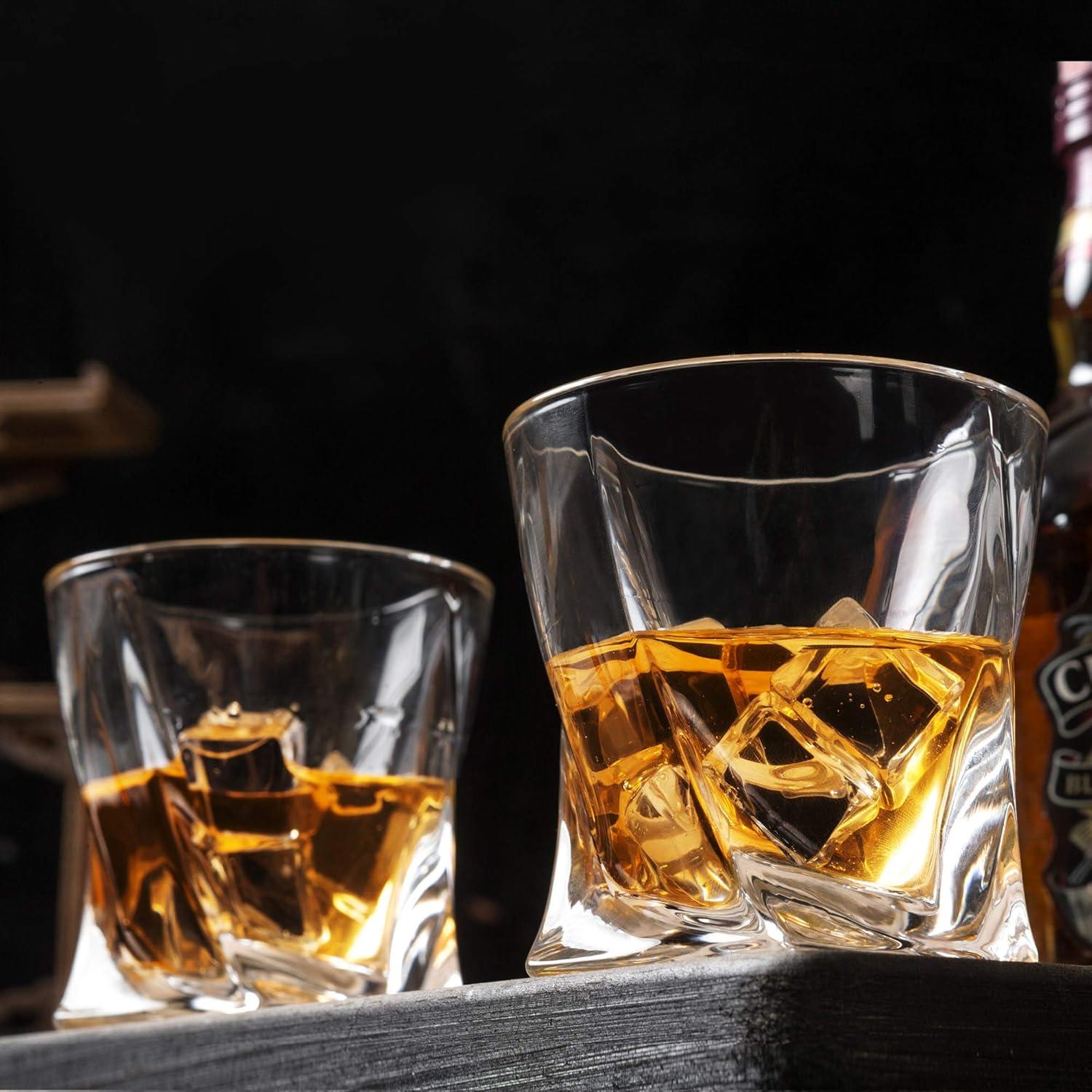 KANARS Whiskey Glasses Set of 4, 10 oz Rocks Glassware for Scotch Bourbon Liquor, Whisky Tumbler