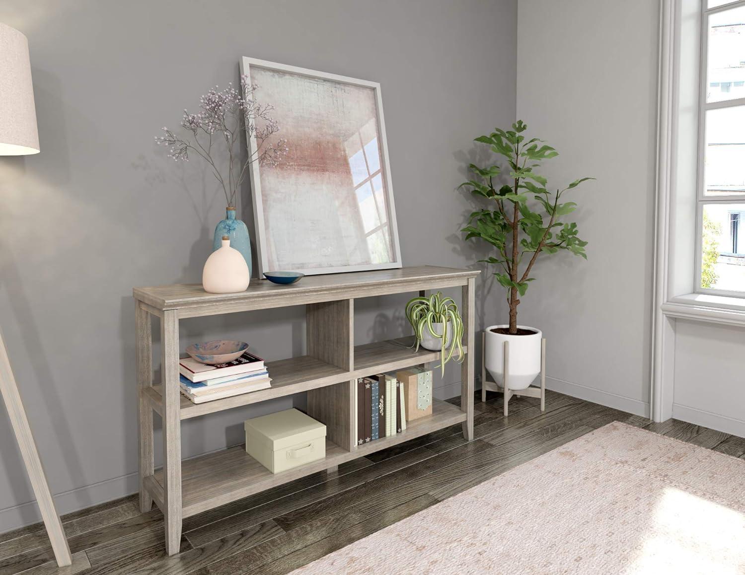NewRidge 2-Tier Washed Gray Wooden Low Bookcase for Kids