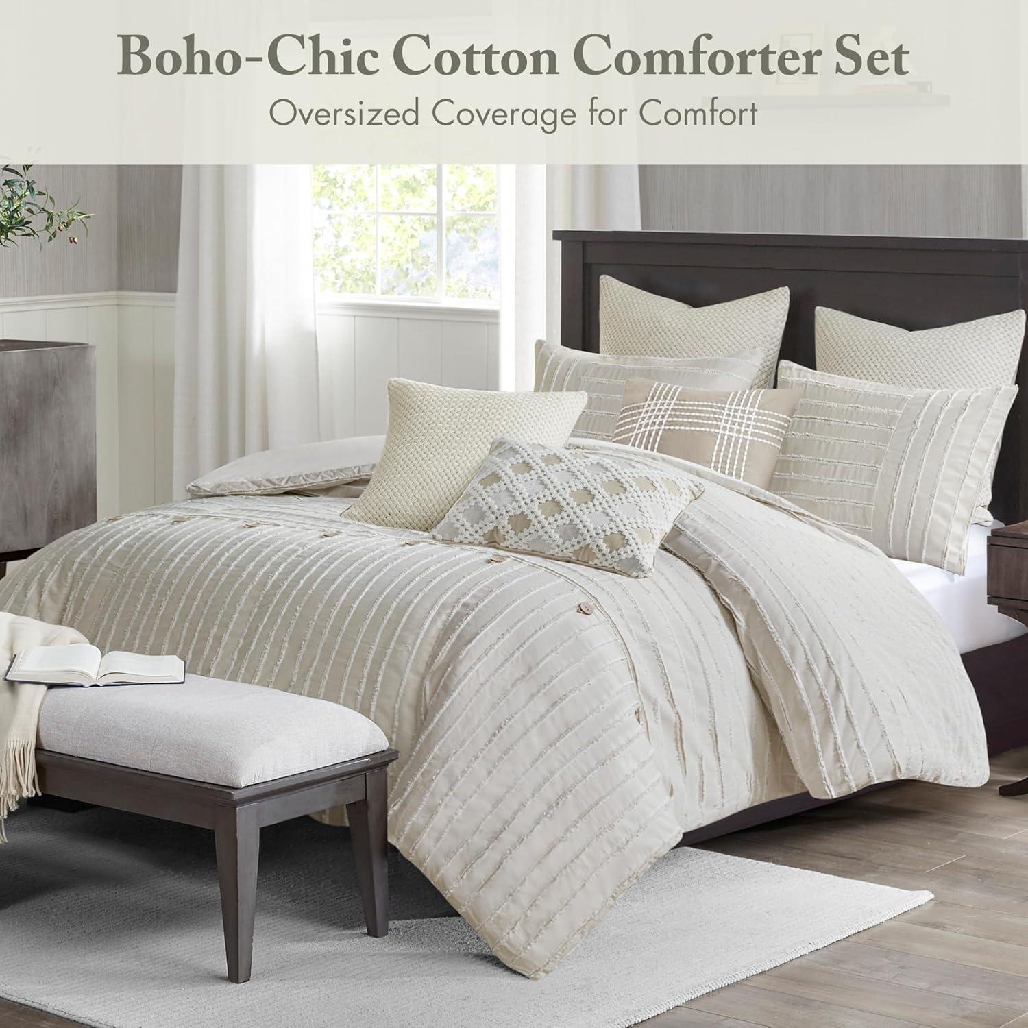 Madison Park Signature Madison Park Signature Essence Oversized Cotton Clipped Jacquard Comforter Set