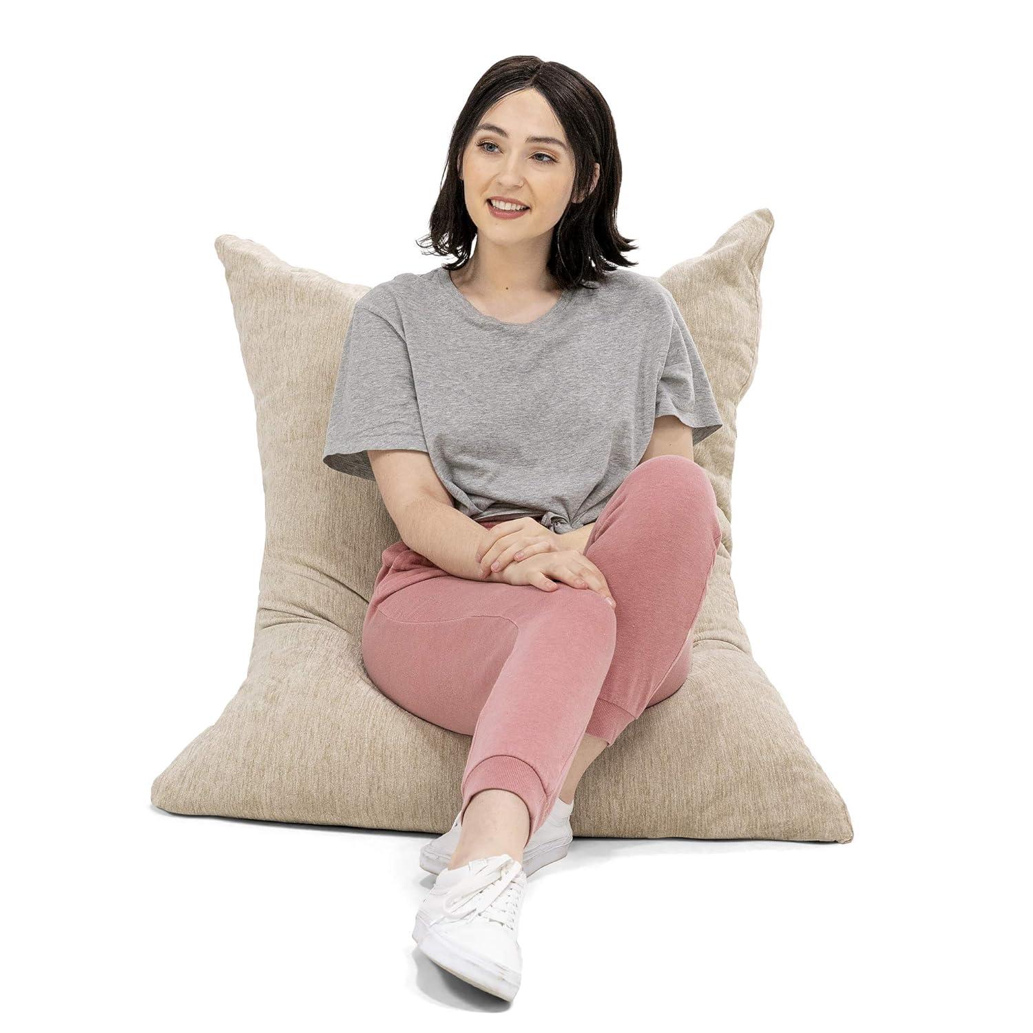 Jaxx Bean Bags Jaxx 3.5-foot Chenille Floor Pillow Bean Bag Lounger Khaki