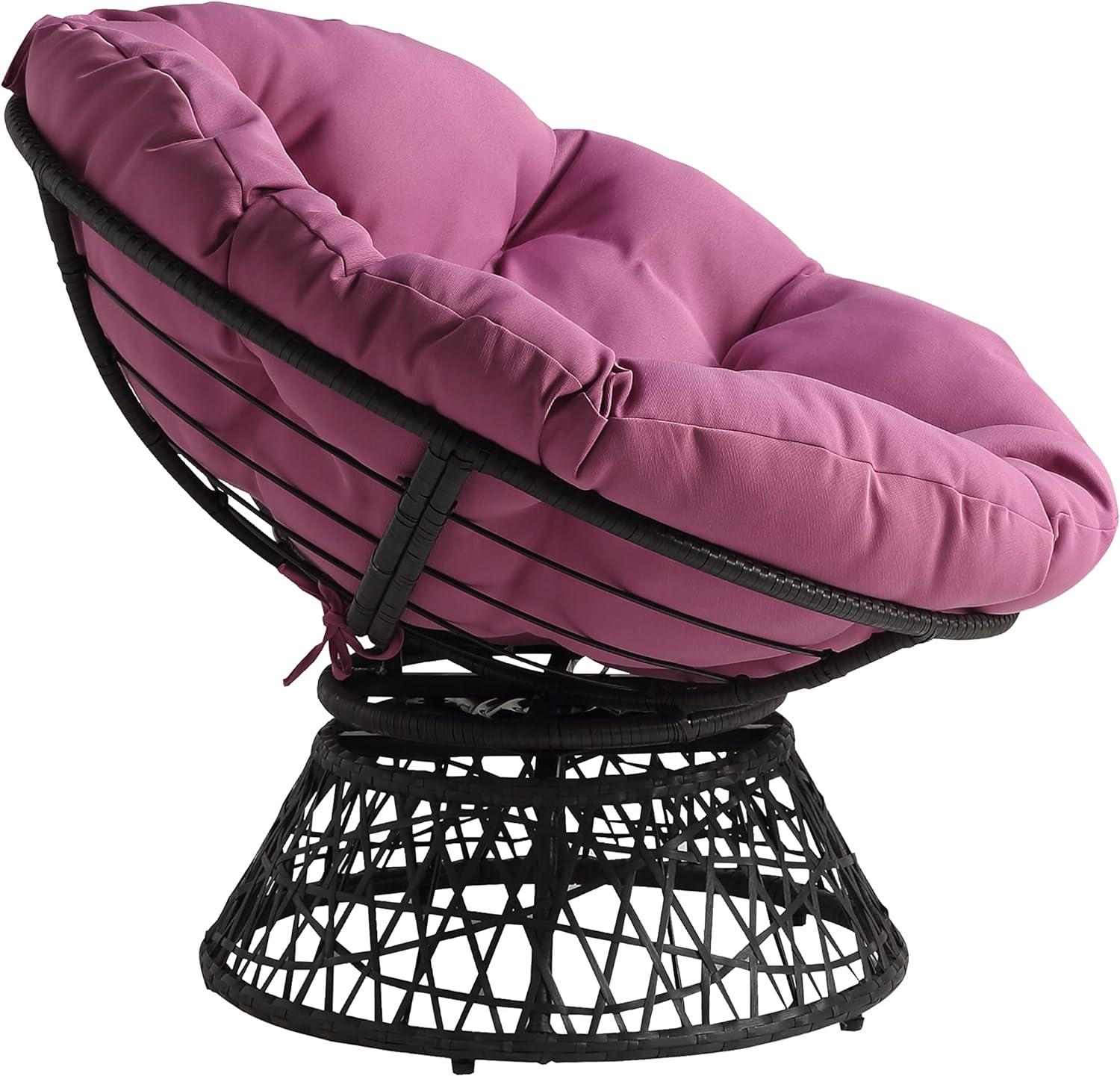 Papasan Chair with Purple cushion and Gray Wicker Resin Frame