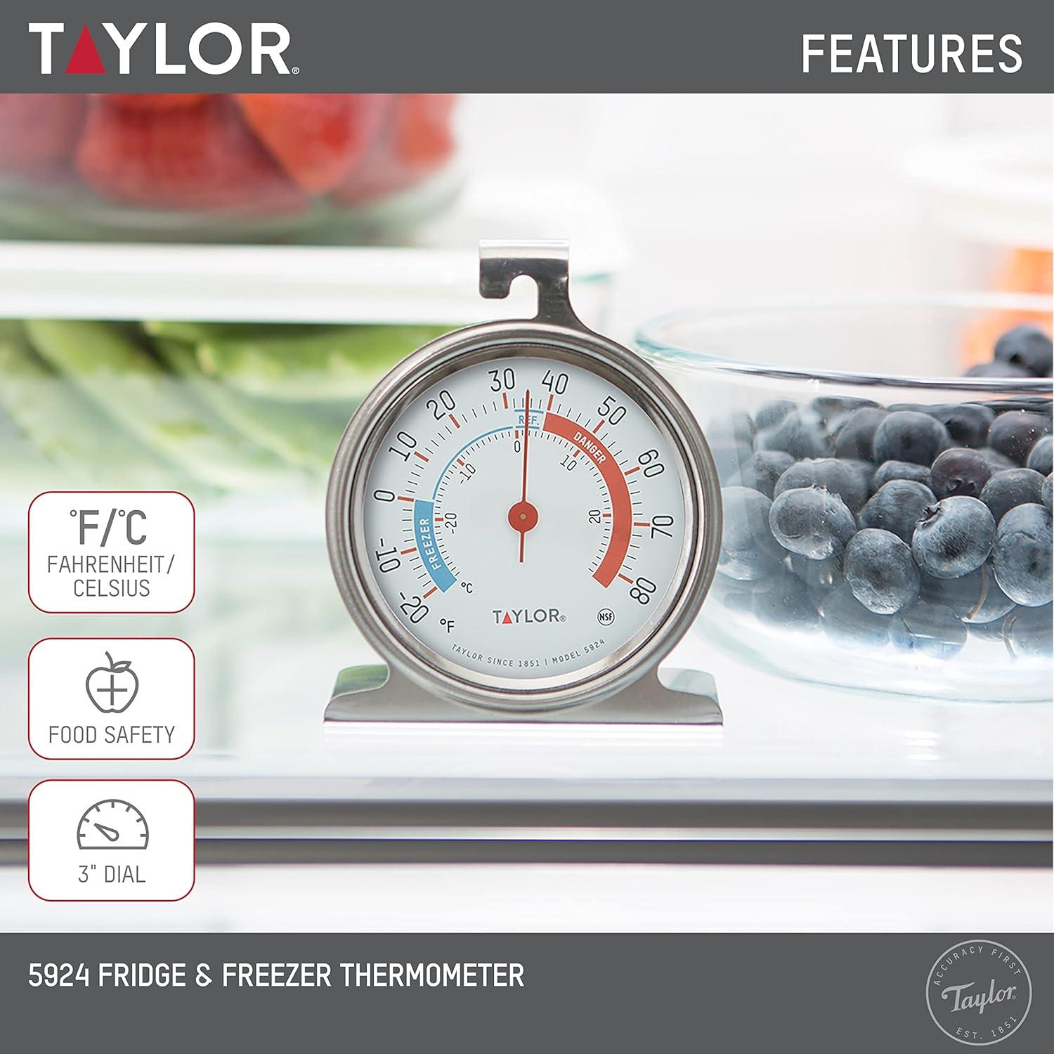 Taylor Instant Read Analog Freezer/Refrigerator Thermometer