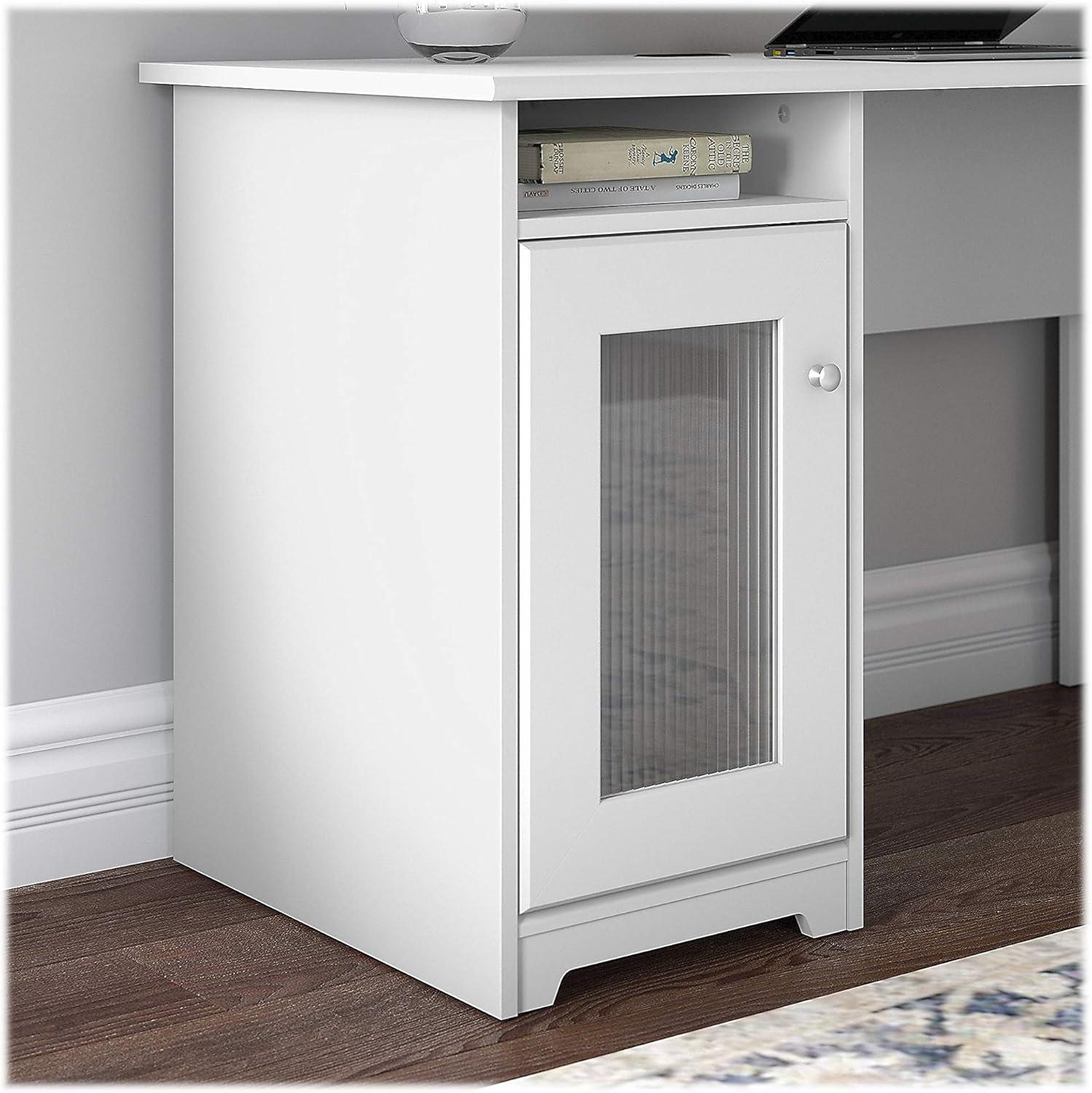 Bush Furniture Cabot 60" L Shaped Desk with Storage, White