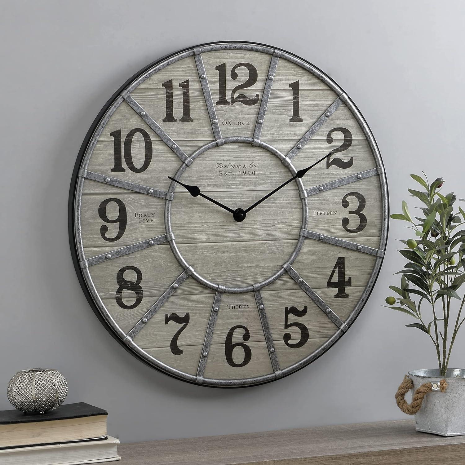 Co. 27" Cooper Wall Clock, Gray/Galvanized