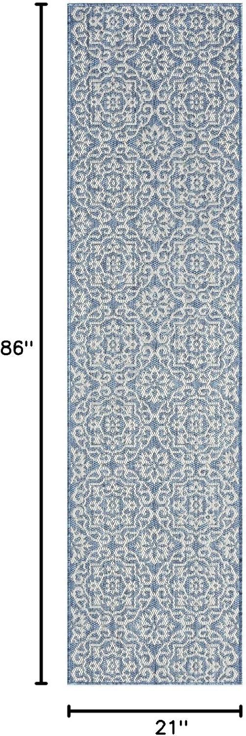 Nicole Miller New York Patio Country Danica Geometric Indoor/Outdoor Area Rug, Blue/Gray