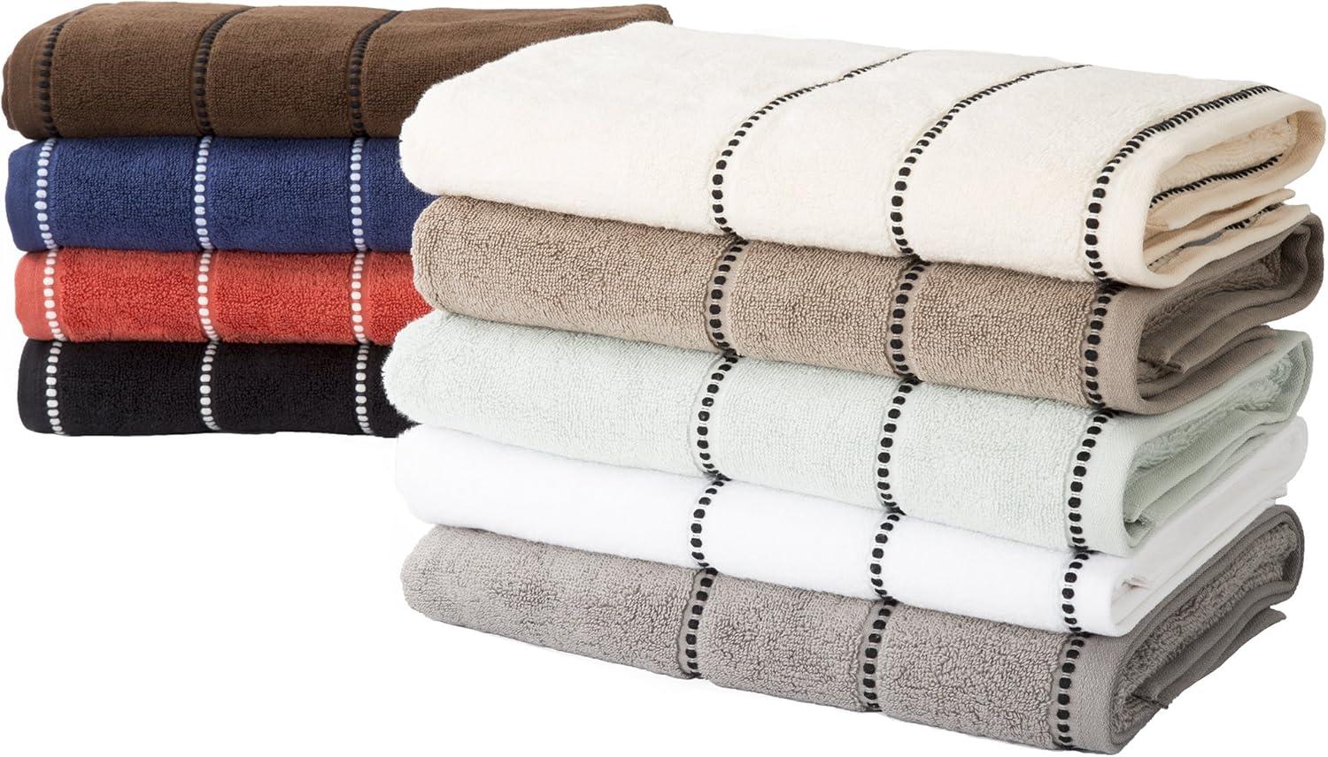 Trademark Global  Luxury Cotton Towel Set- Quick Dry Zero Twist & Soft Set, Brick & White - 6 Piece