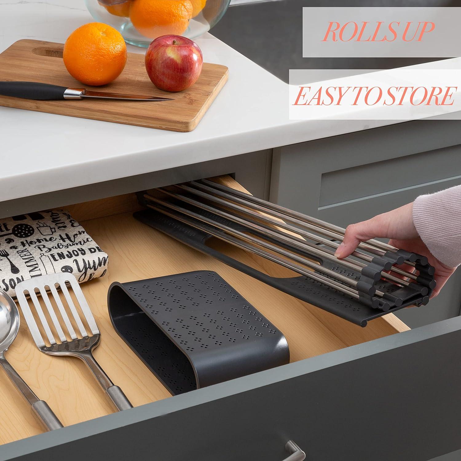 Kitchen Details Adjustable Stainless Steel Over The Sink Dish Rack