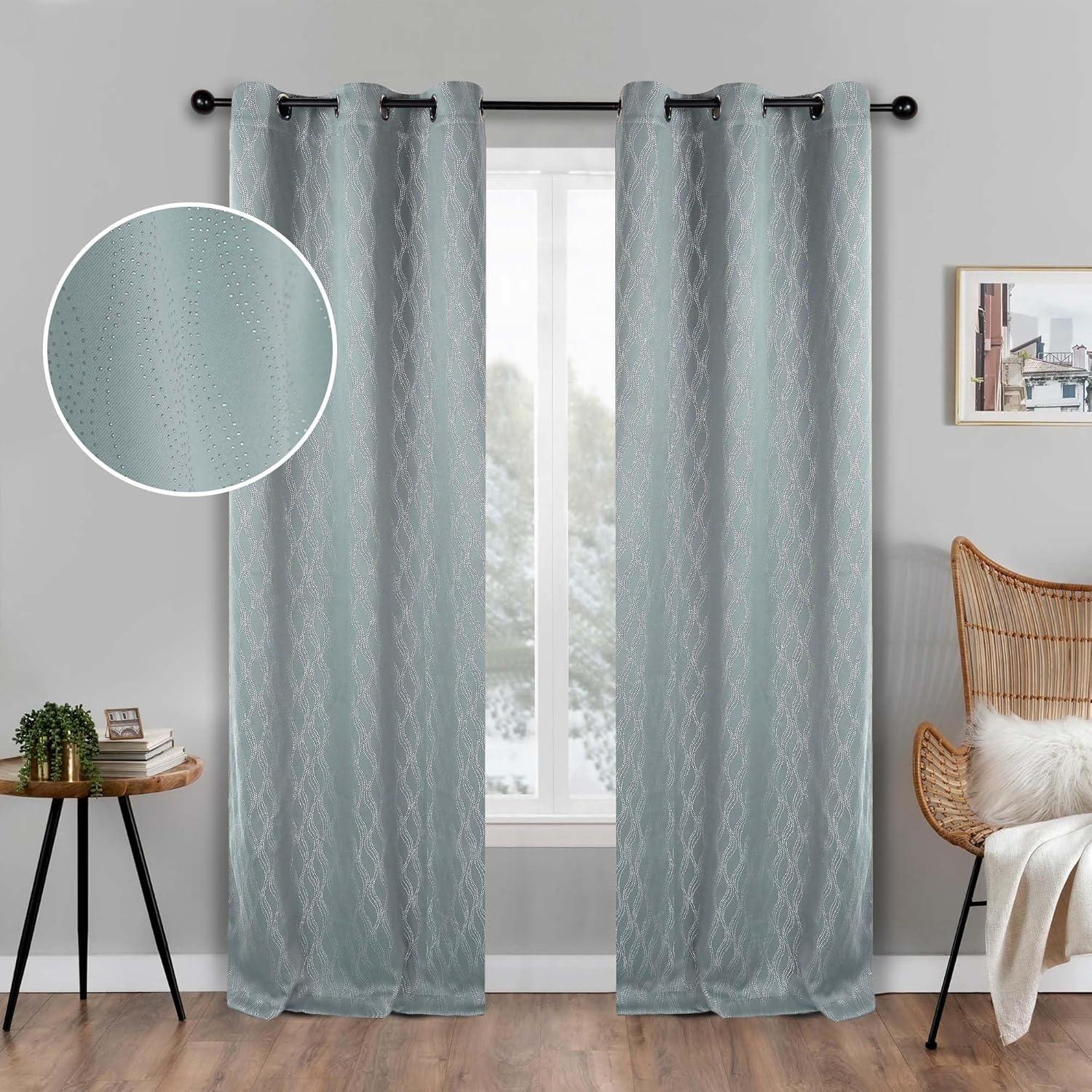 Sea Foam Polyester Blackout Curtains with Grommets, 42" x 96"