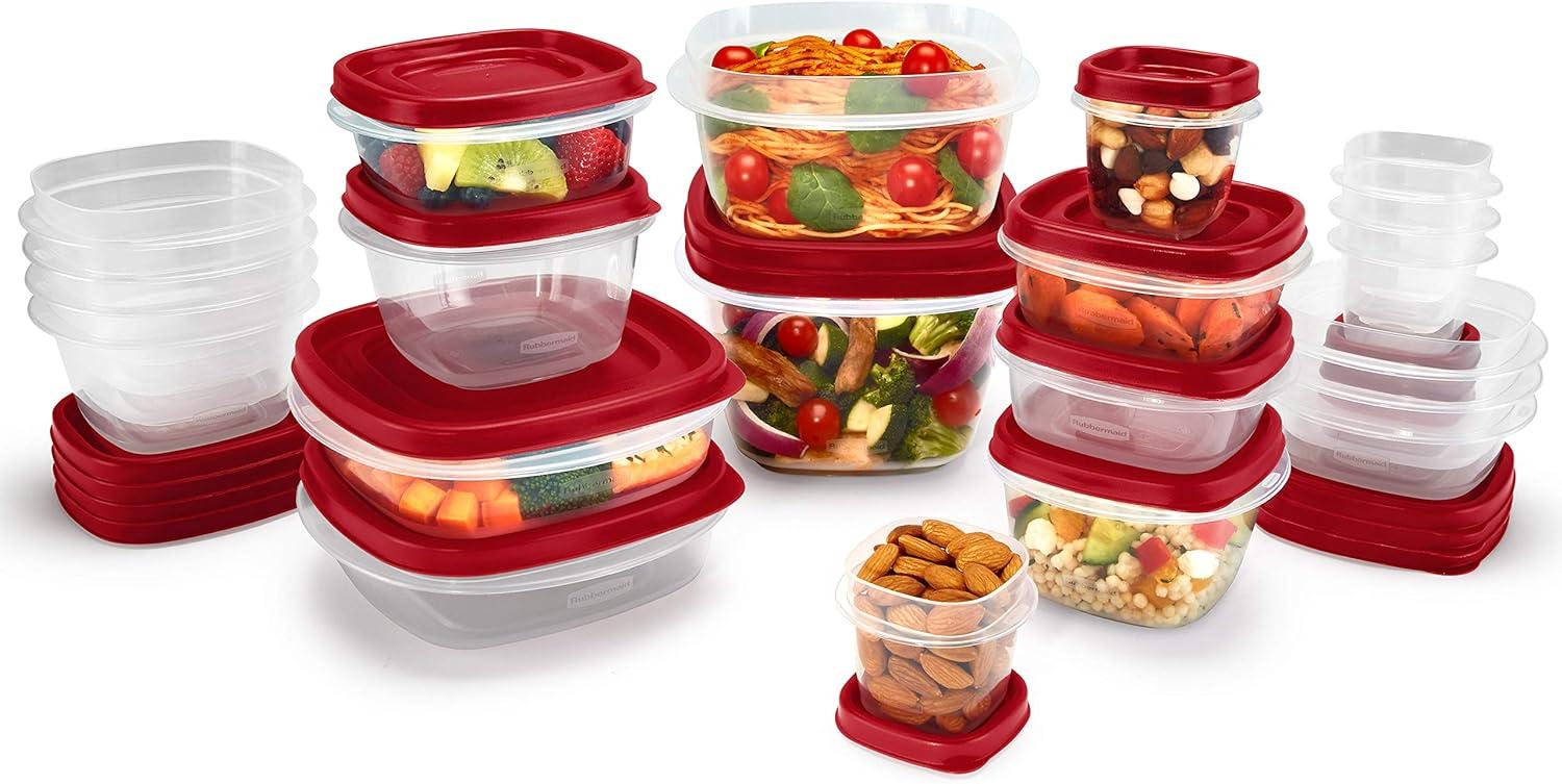 42-Piece Red BPA-Free Food Storage Container Set