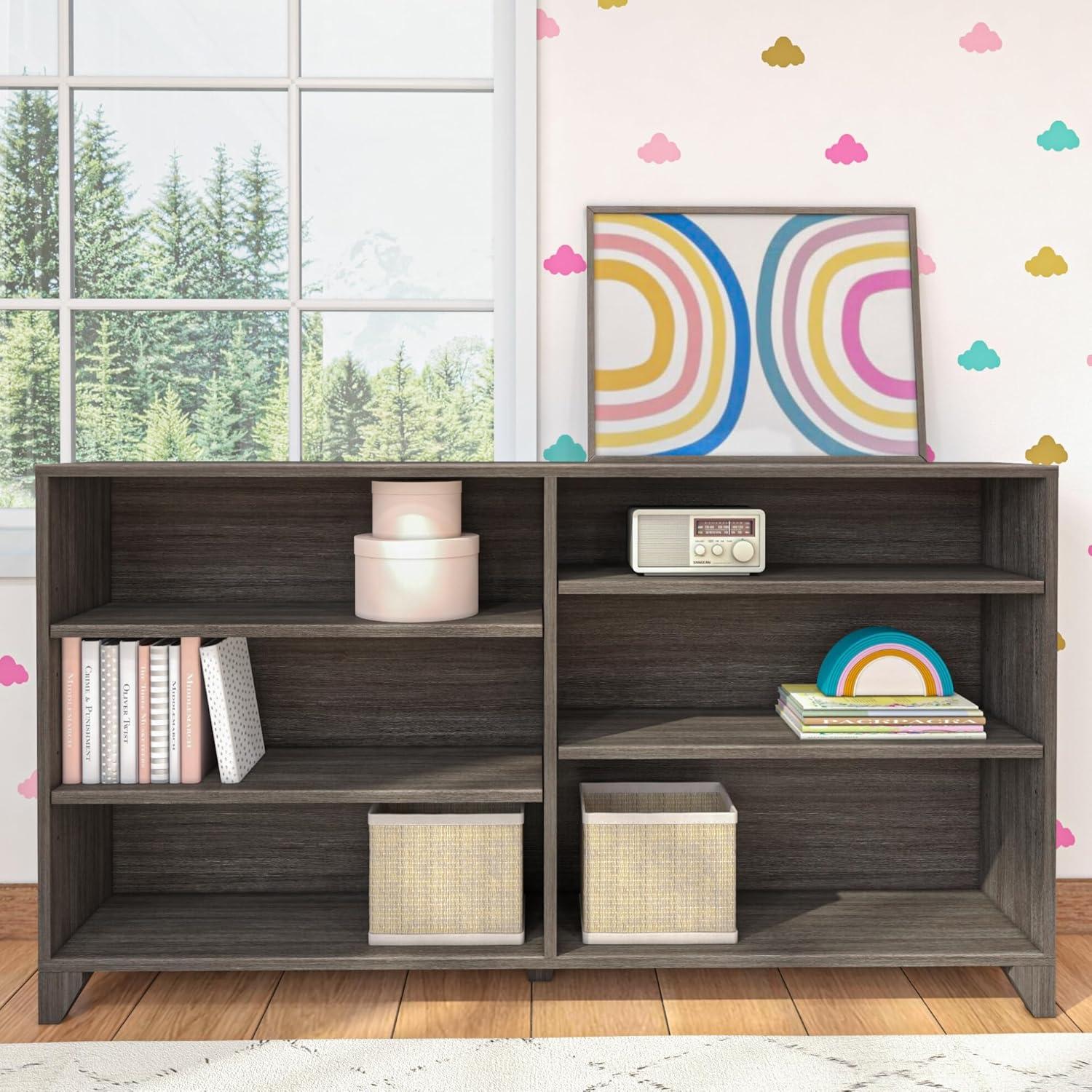 Max & Lily Classic 6-Shelf Bookcase, Solid Wood Bookcase for Kids Bedroom/Playroom, Clay