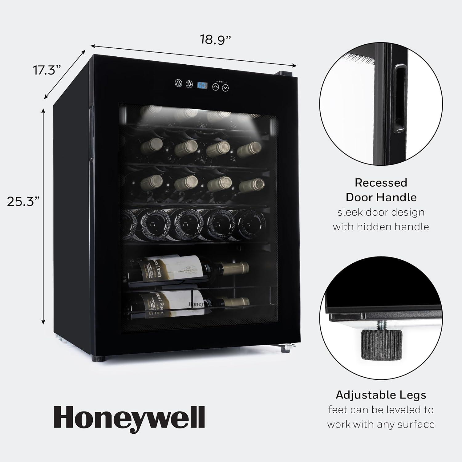 Honeywell 18.9'' 24 Bottle and Can Single Zone Free-standing Wine & Beverage Refrigerator