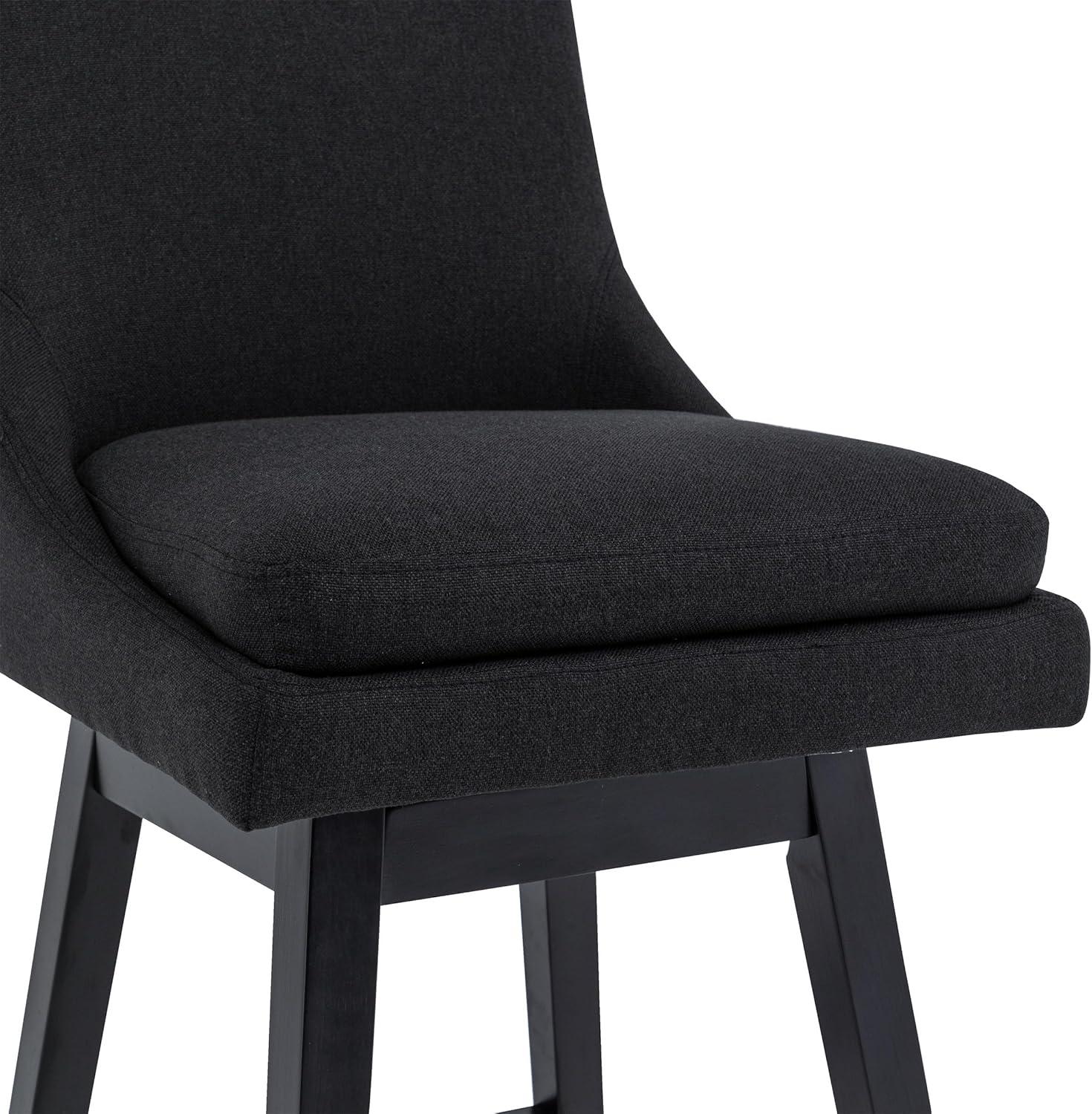 CHITA 26 inch Upholstered Swivel Fabric Counter Bar Stools with Back & Wood Legs Set of 2,Faux Leather in Navy Blue