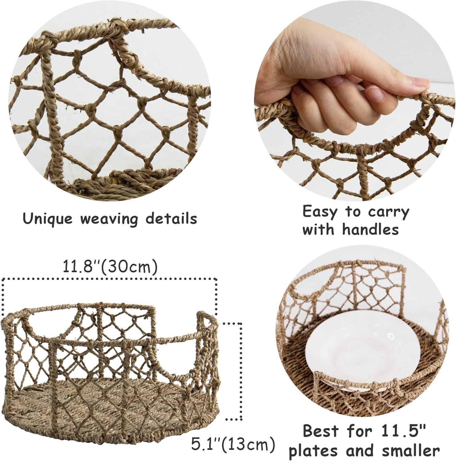 Bayou Breeze Set of 2: Stylish Natural Seagrass Plate Caddy Carriers