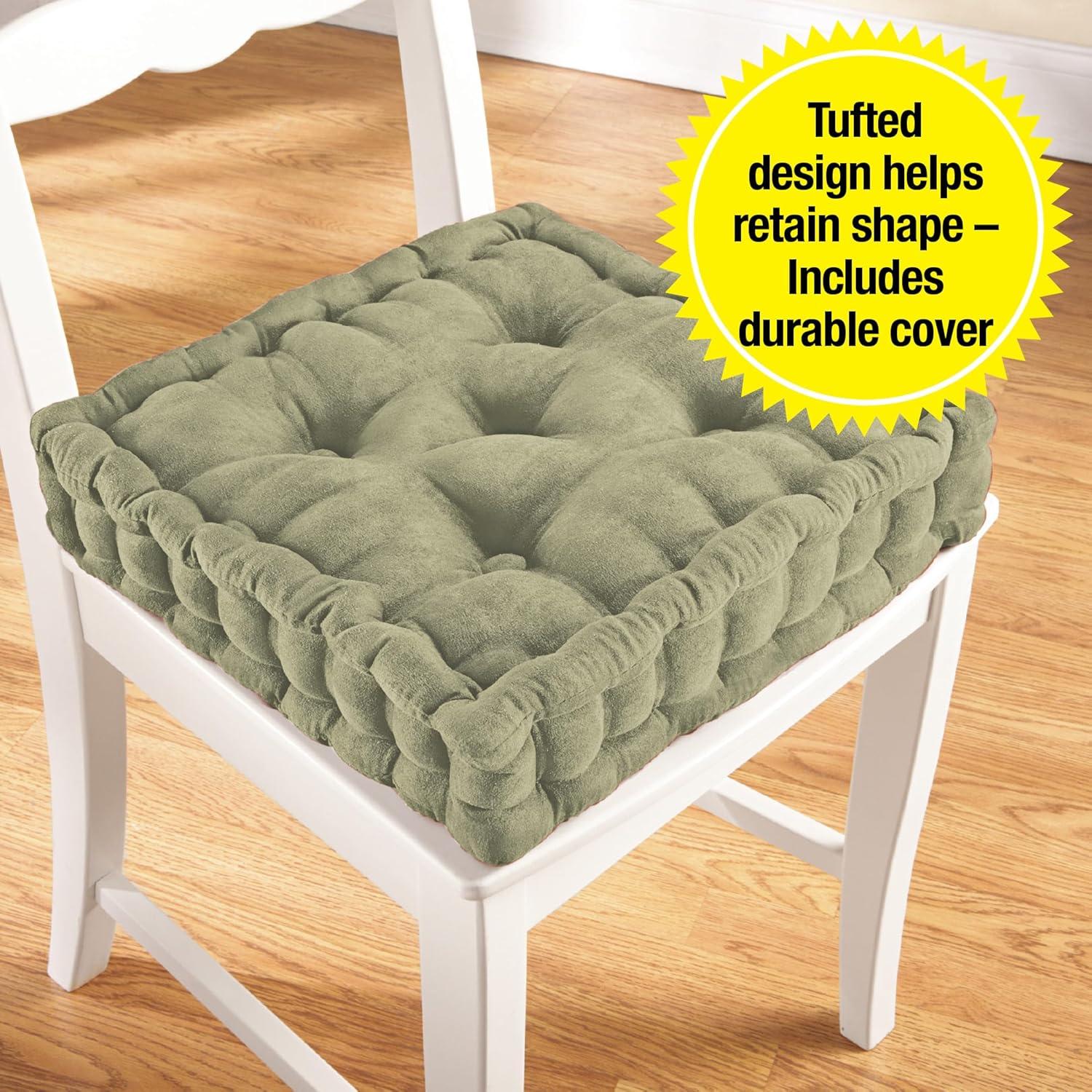 Collections Etc Tufted Padded Boosted Cushion and Support - Plush Seating for Chair with Carrying Handle, Burgundy