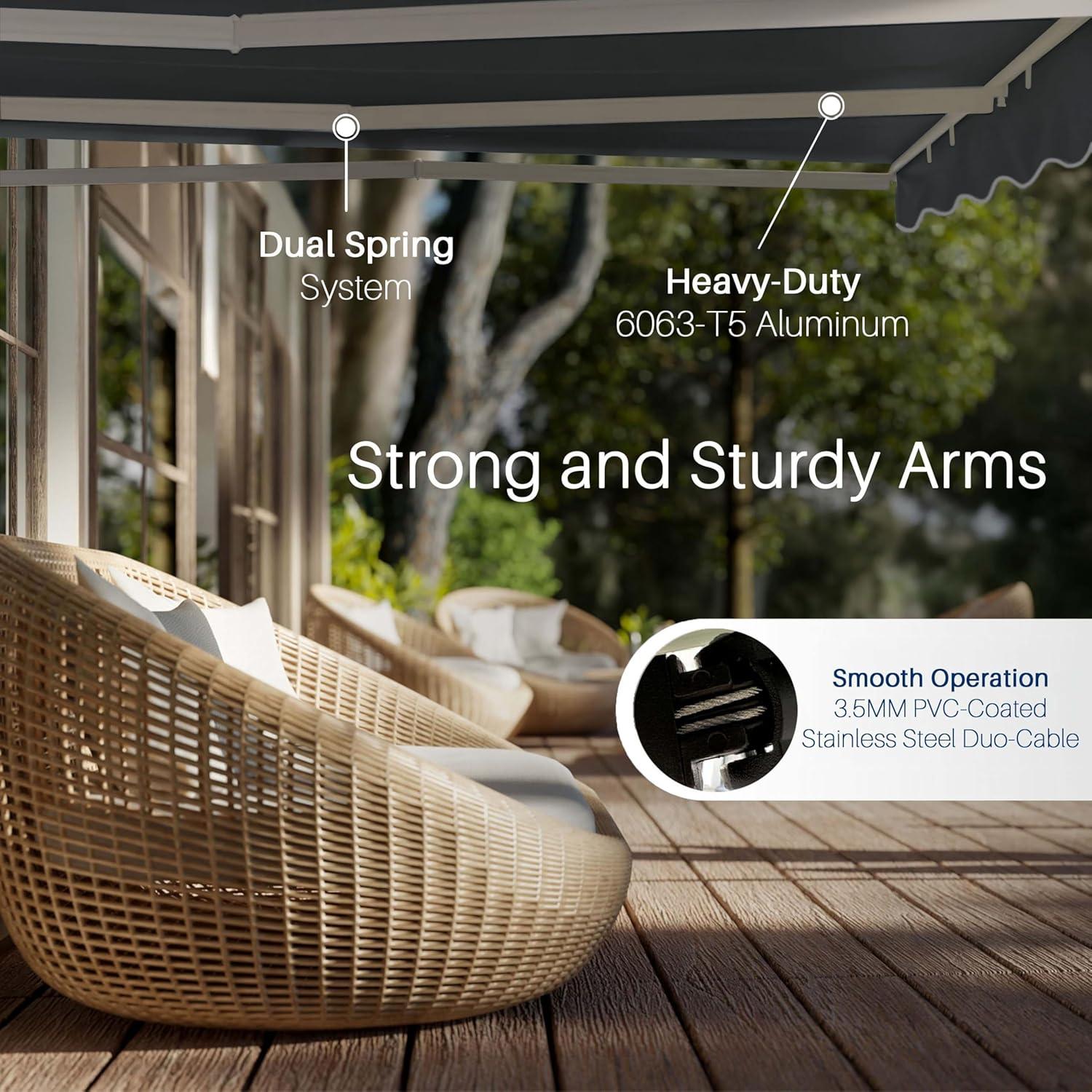 Motorized Retractable White Frame Patio Awning