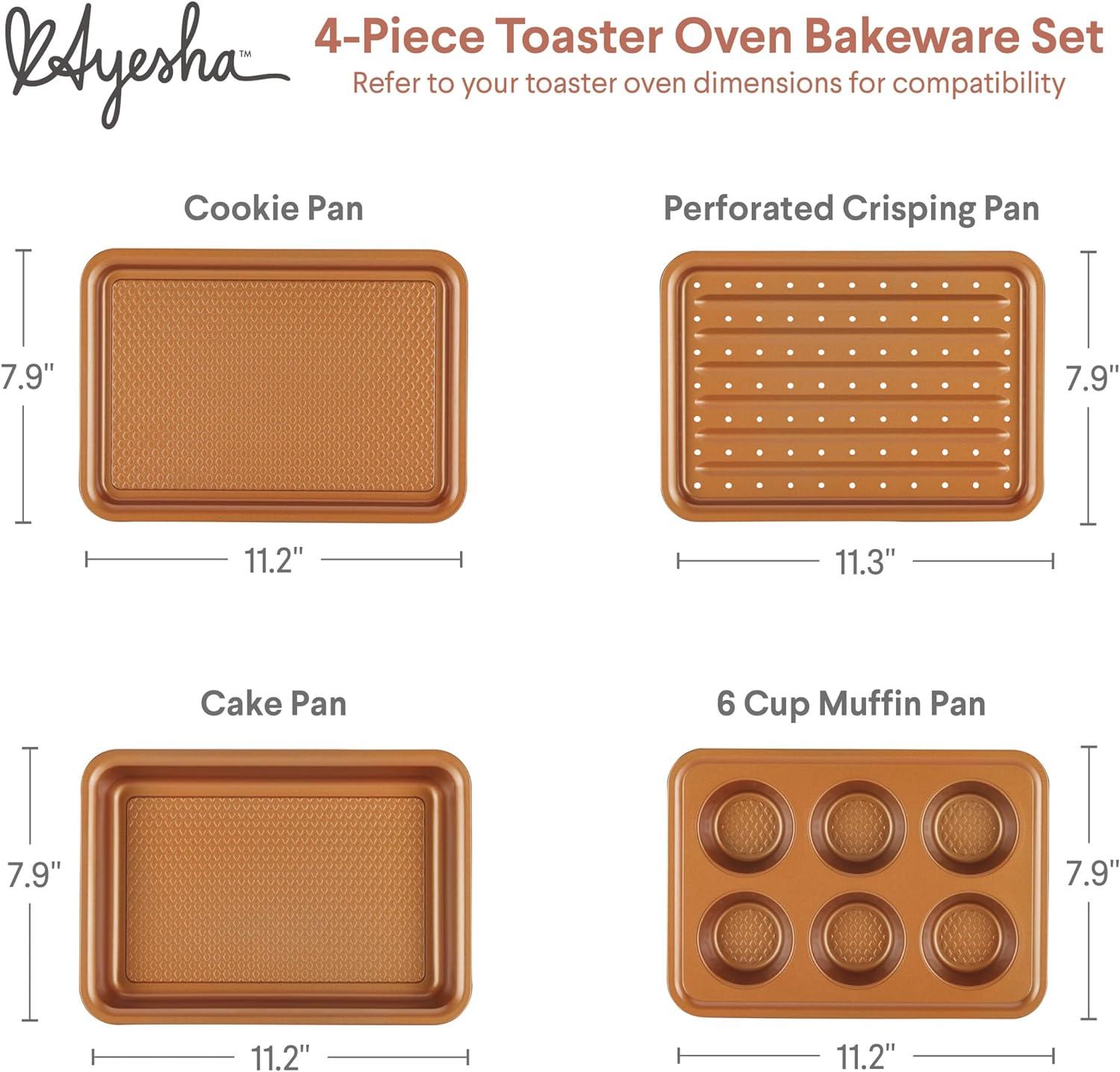 Copper Nonstick 4-Piece Toaster Oven Bakeware Set