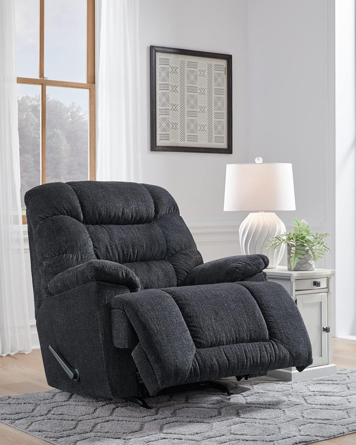 Charcoal Metal Oversized Recliner with Pillow Top Arms