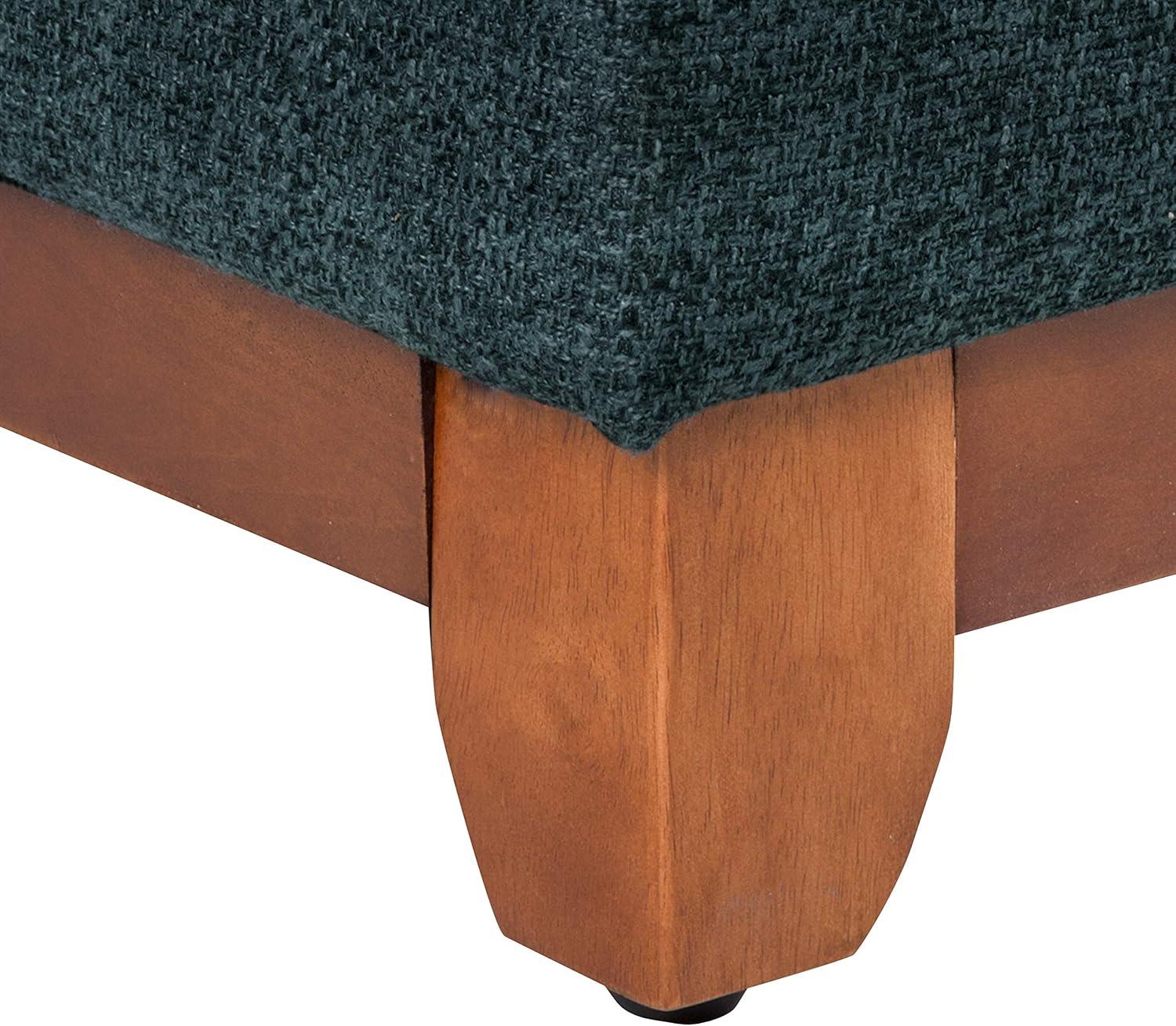 Cocktail Storage Bench Navy - HomePop: Upholstered, Tufted, Wood Base, Honey Oak Finish