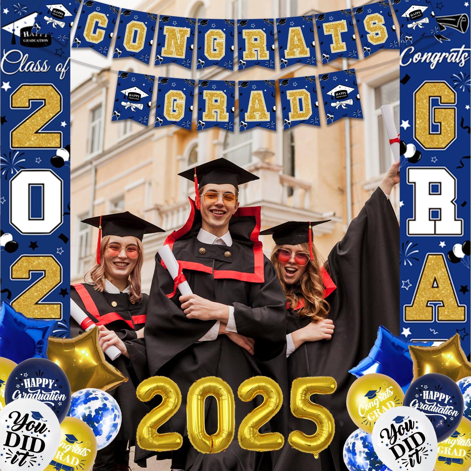 Graduation Decorations 2025, Graduation Decorations Class of 2025, Red Themed 2025 Graduations Party Decorations Include Banner, Backdrop, Balloons Kit, Foil Number 2025 for Grad Party Supplies