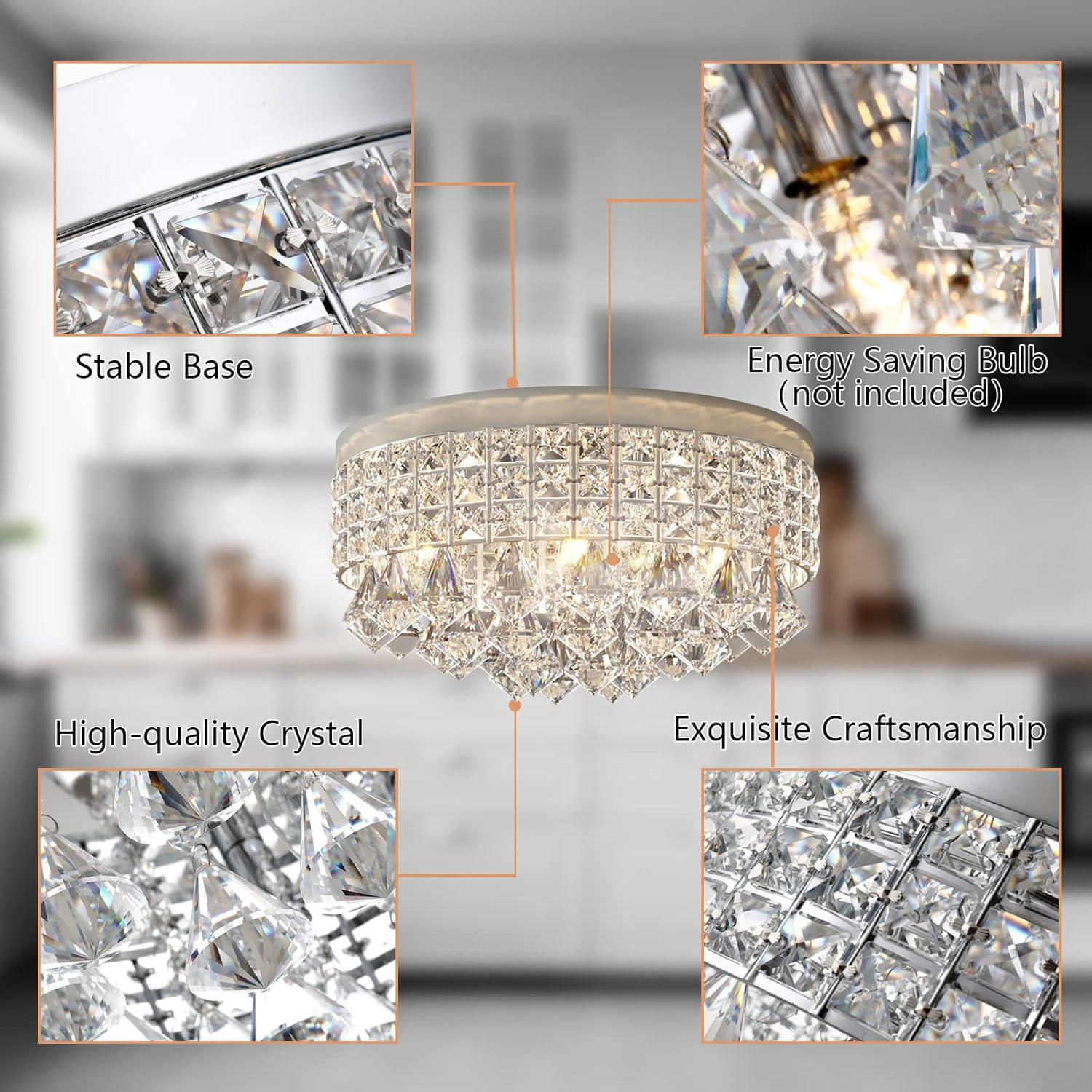 Chrome and Crystal Modern Drum Ceiling Chandelier