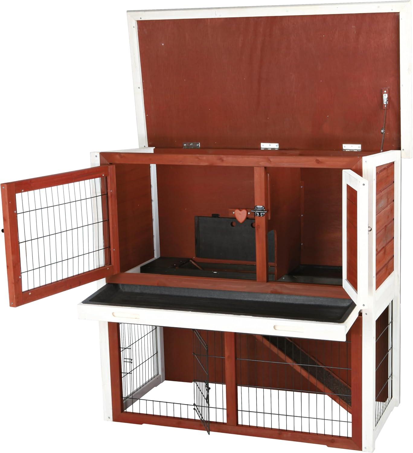TRIXIE TRIXIE 2-Story Cabin Rabbit Hutch with Run, Ramp, Attic Storage, for Rabbits or Guinea Pigs