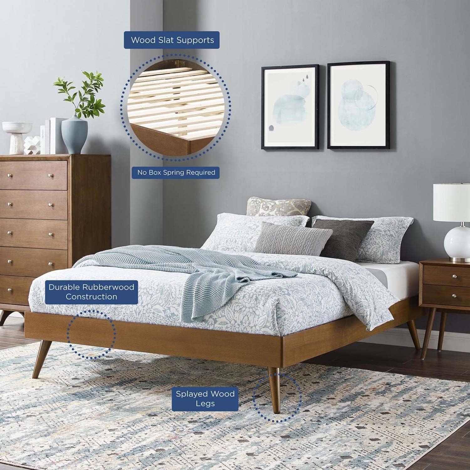 Modway Margo King MDF Wood and Rubberwood Platform Bed Frame in Walnut