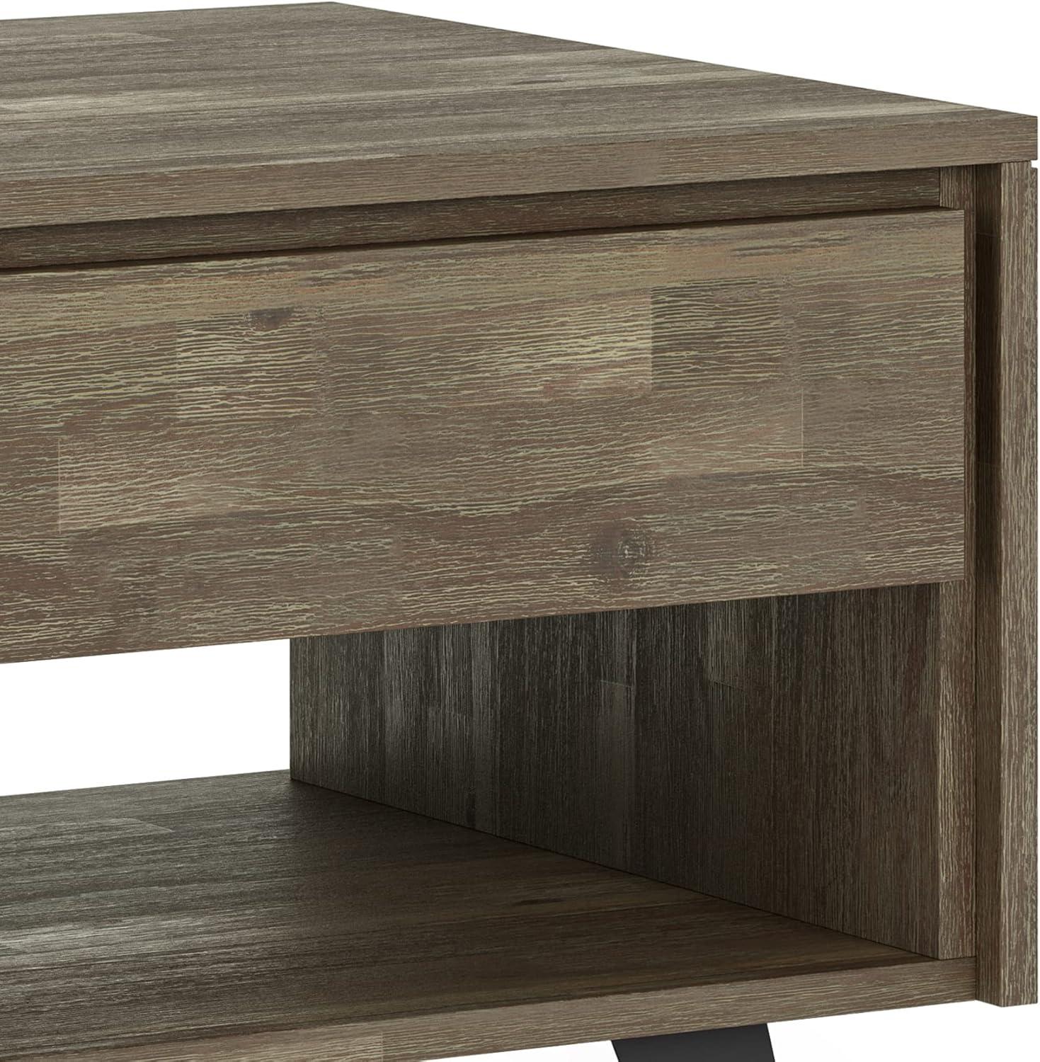 Lowry 22"W Solid Acacia Wood Square End Table with Storage Drawer