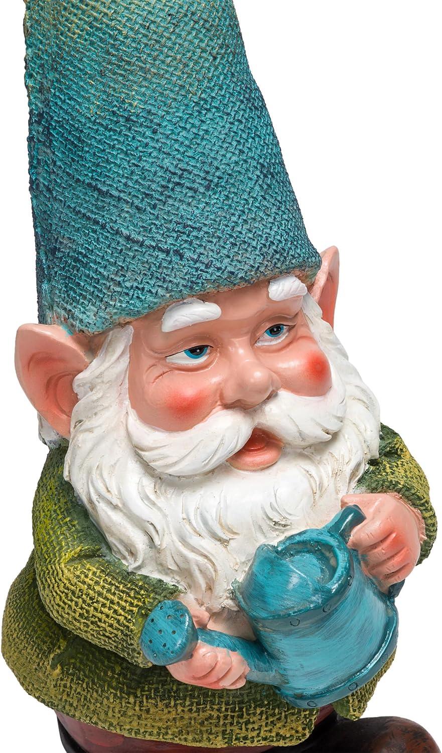 15" Outdoor Polyresin Garden Gnome with Watering Can - Alpine Corporation: Weatherproof Yard Decor