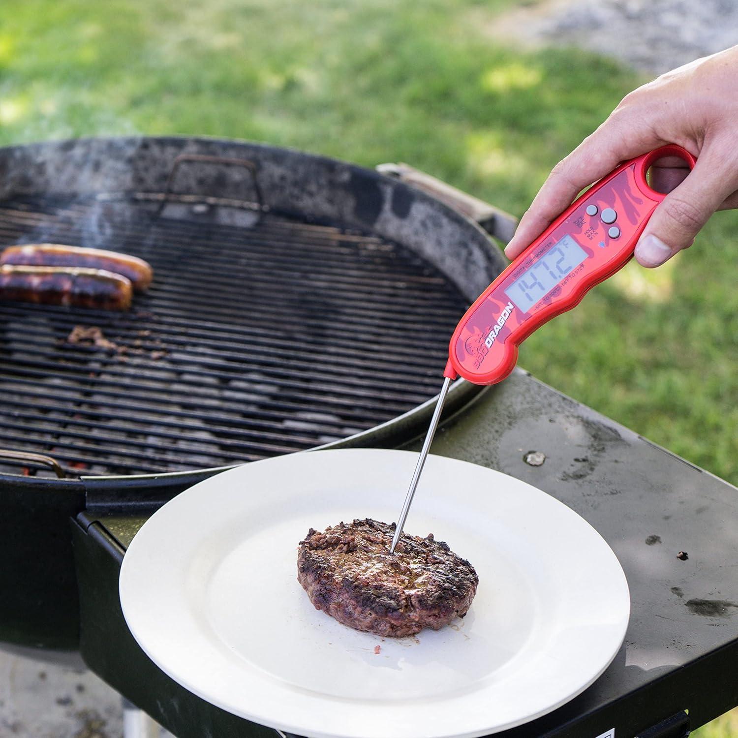 BBQ Dragon Meat Thermometer Digital - Waterproof Instant Read Food Thermometer for Cooking, Baking, & Grilling - Digital Meat Thermometer with Probe - Kitchen Thermometer for Cooking & Candy Making