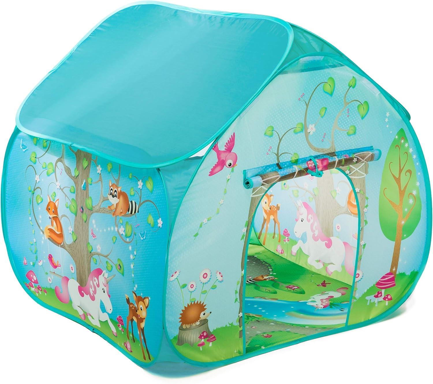 Enchanted Forest Blue Polyester Play Tent with Mat