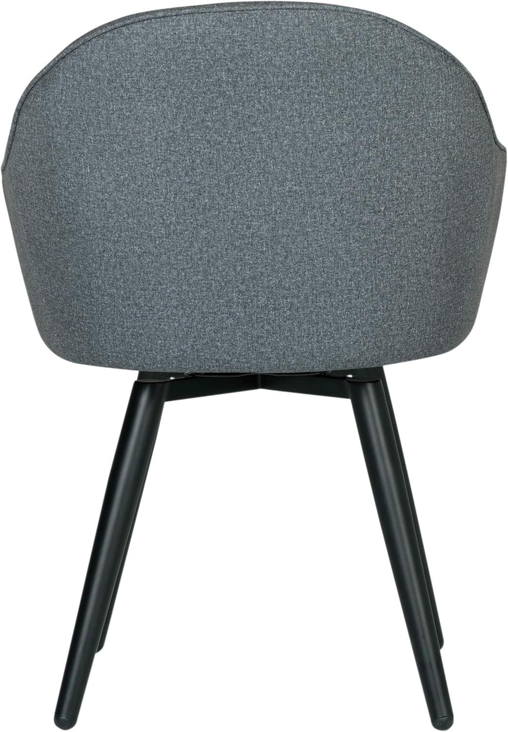 Charcoal Gray Metal Swivel Armchair with Upholstered Seat