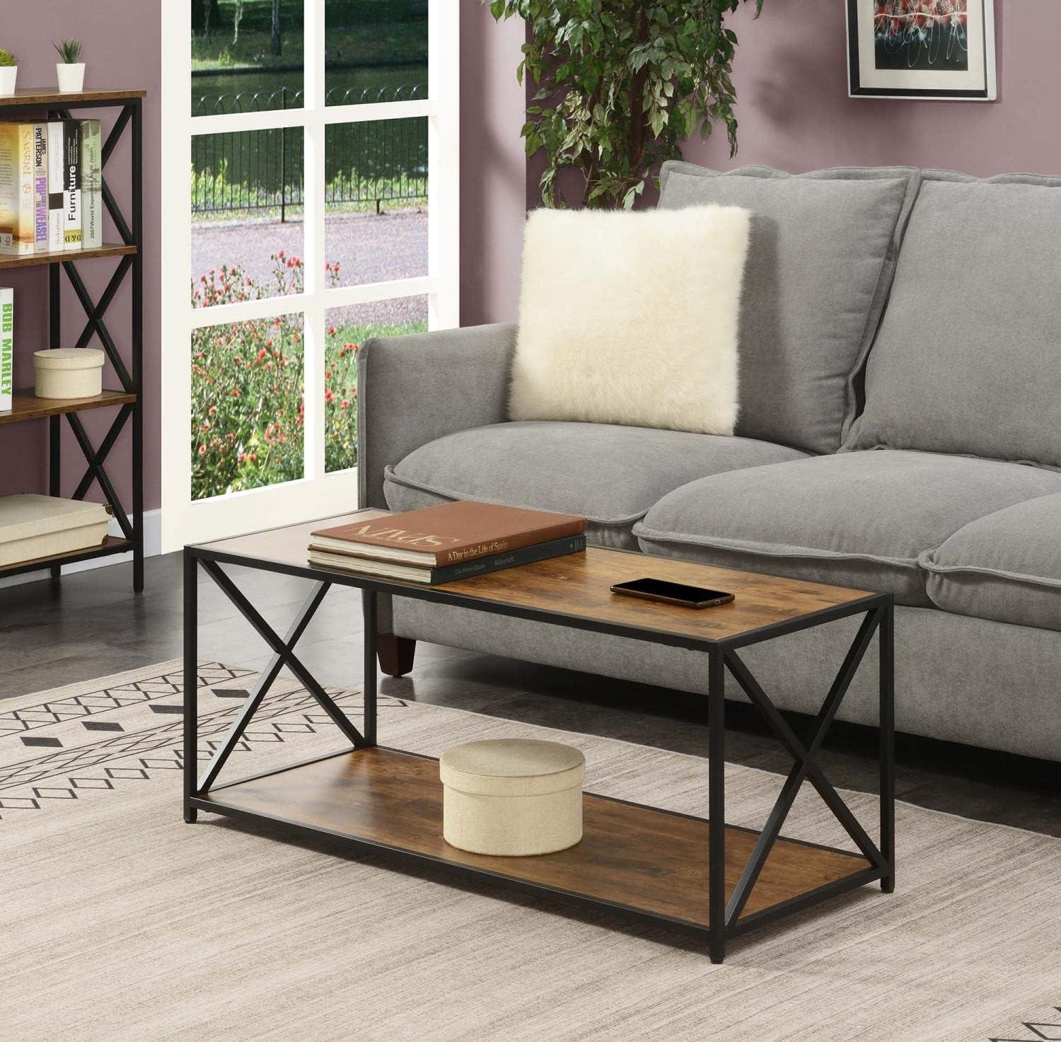 Convenience Concepts Tucson Coffee Table with Shelf, Barnwood/Black